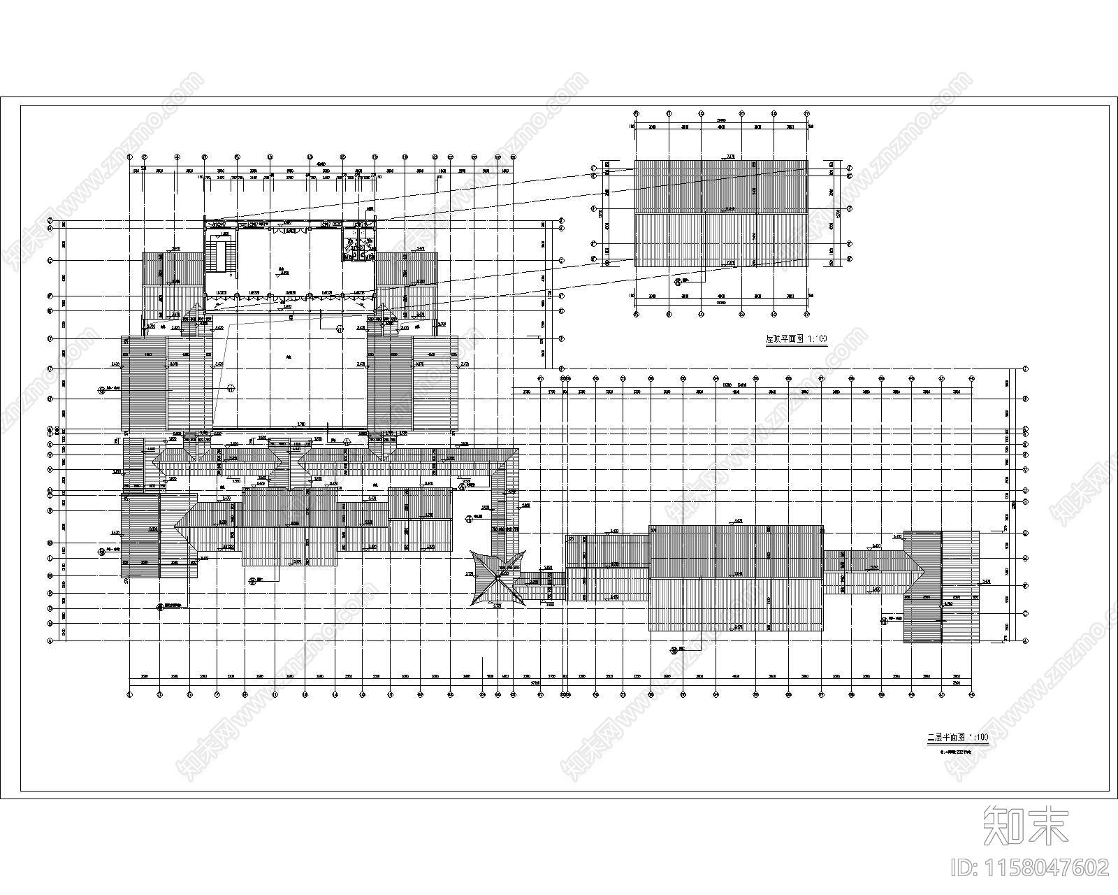 仰望仿古商业街木结构混凝施工图下载【ID:1158047602】