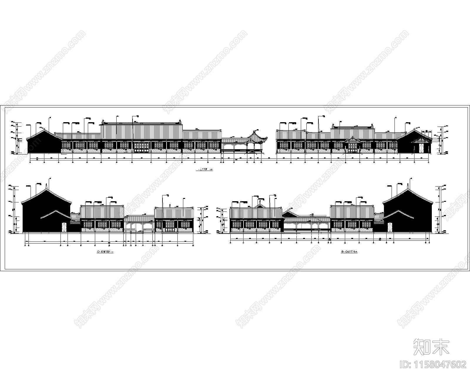 仰望仿古商业街木结构混凝施工图下载【ID:1158047602】