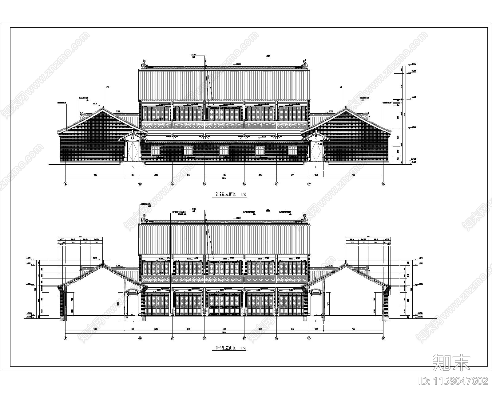 仰望仿古商业街木结构混凝施工图下载【ID:1158047602】