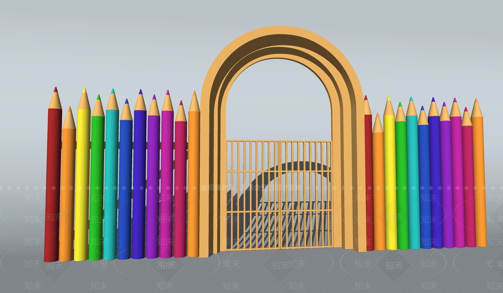 现代幼儿园大门SU模型下载【ID:1158048552】