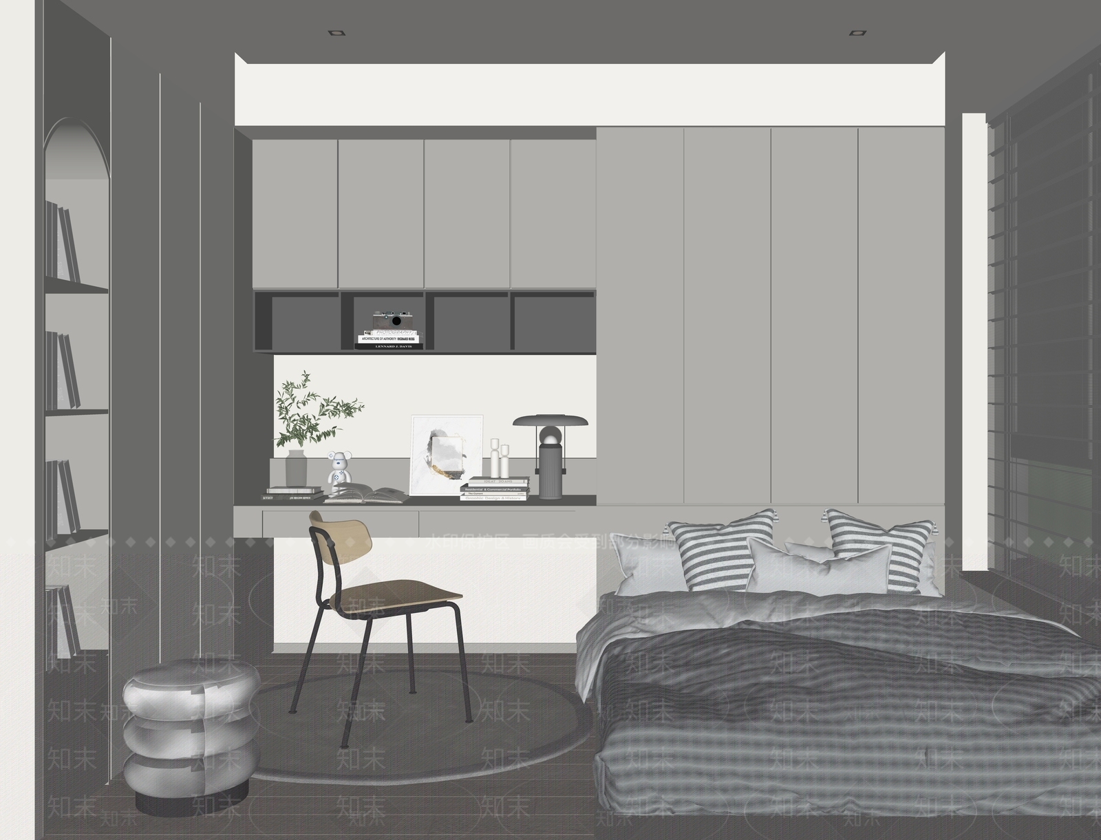 现代榻榻米卧室SU模型下载【ID:1158051119】