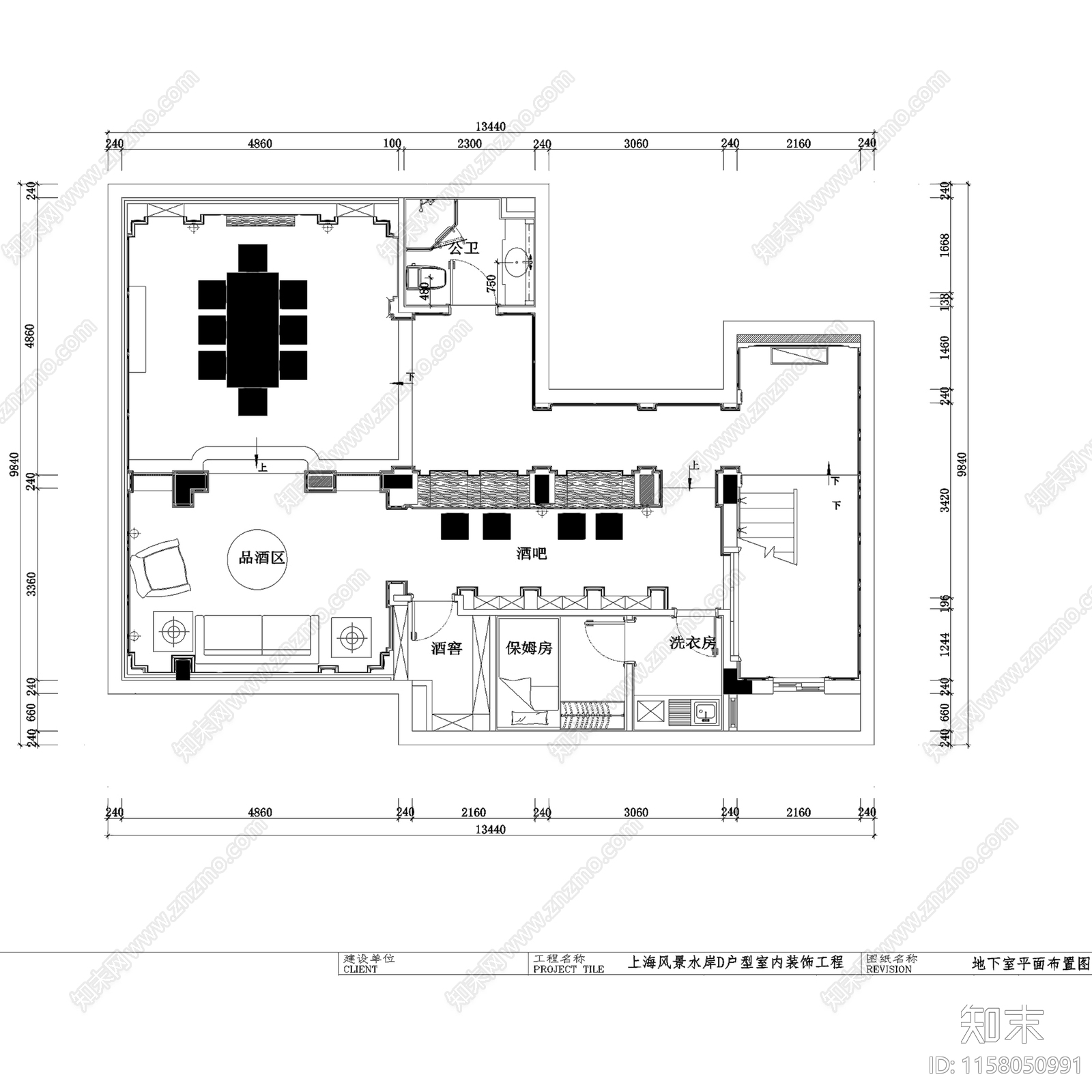 上海保亿风景水岸D户型双拼三层别墅室内家装CA施工图下载【ID:1158050991】