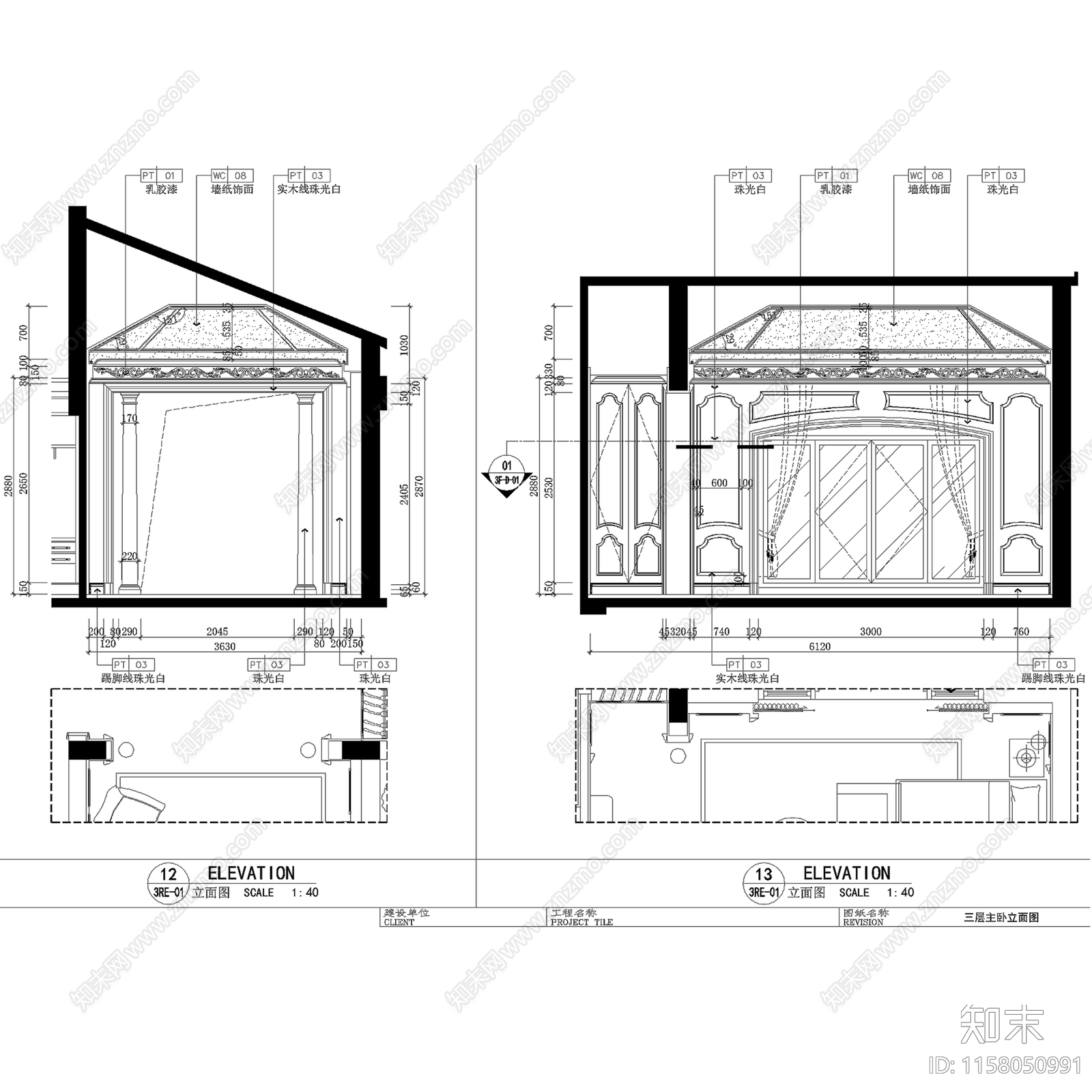 上海保亿风景水岸D户型双拼三层别墅室内家装CA施工图下载【ID:1158050991】