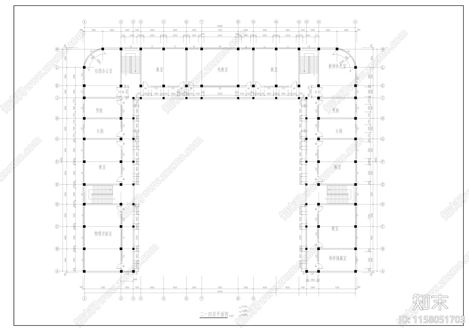 教学楼建筑结构毕业设计图纸施工图下载【ID:1158051703】