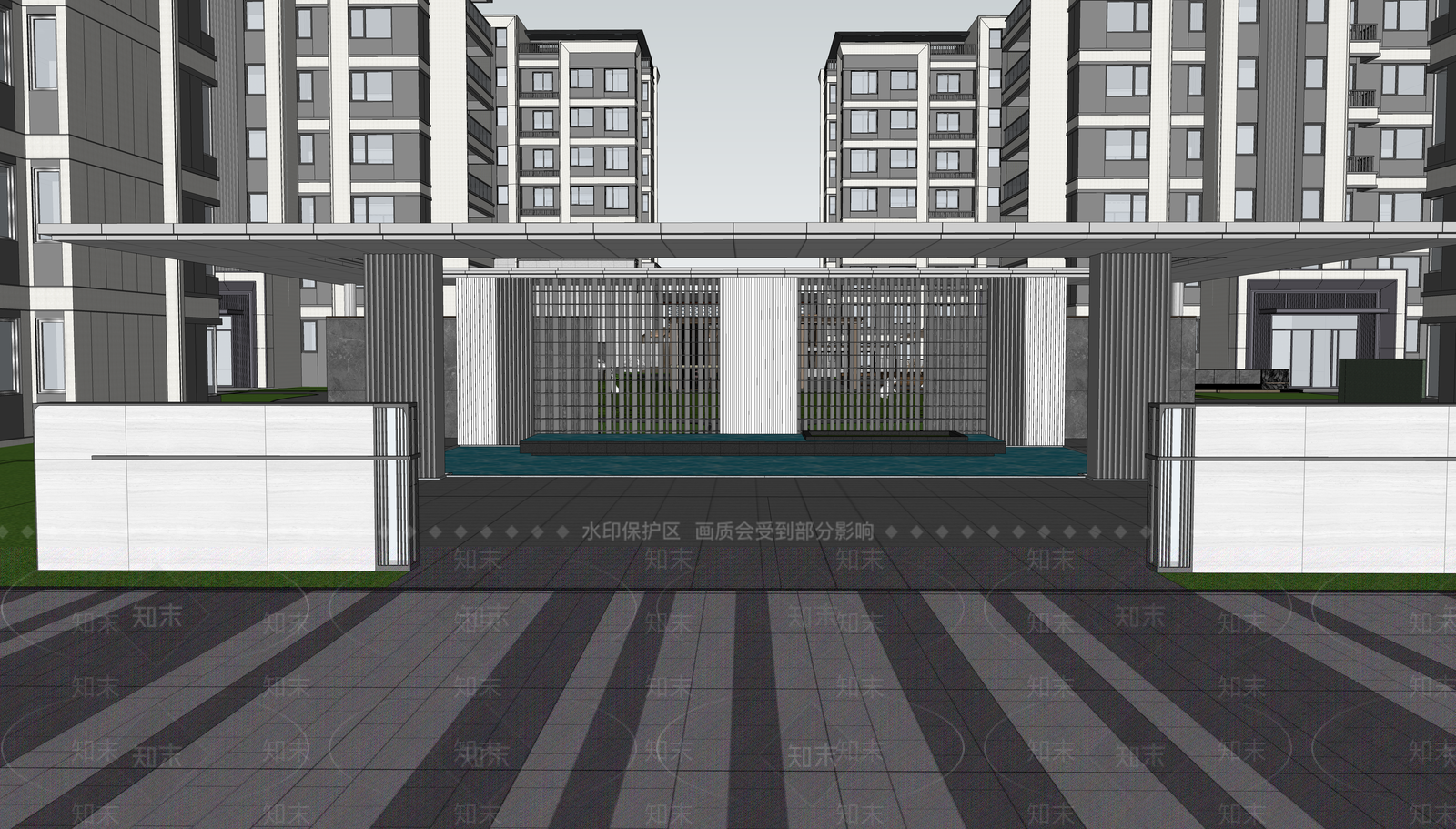 现代廊架SU模型下载【ID:1158052245】