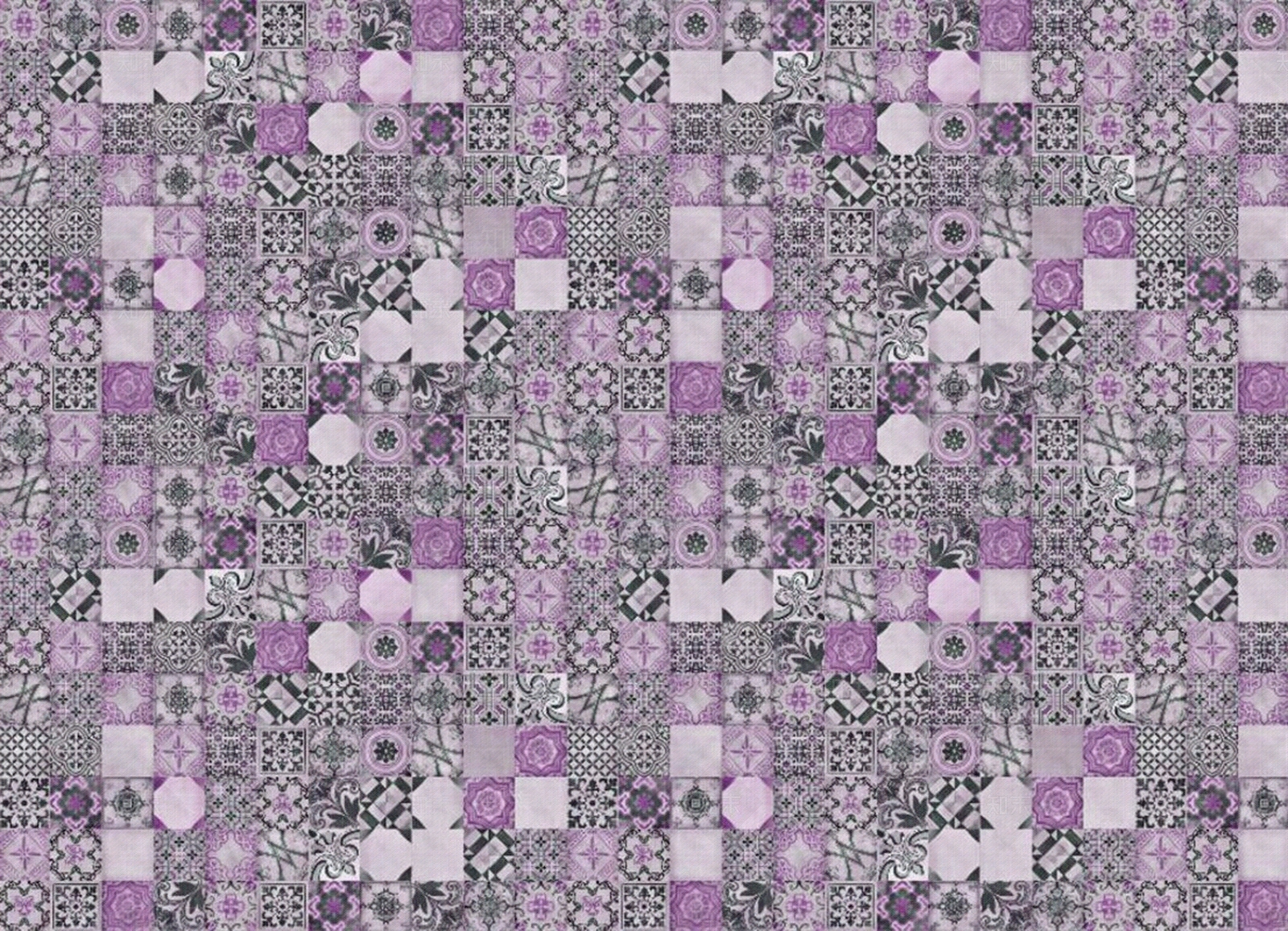 紫色中古风复古法式美式小花砖壁纸壁布壁画贴图下载【ID:1158054297】