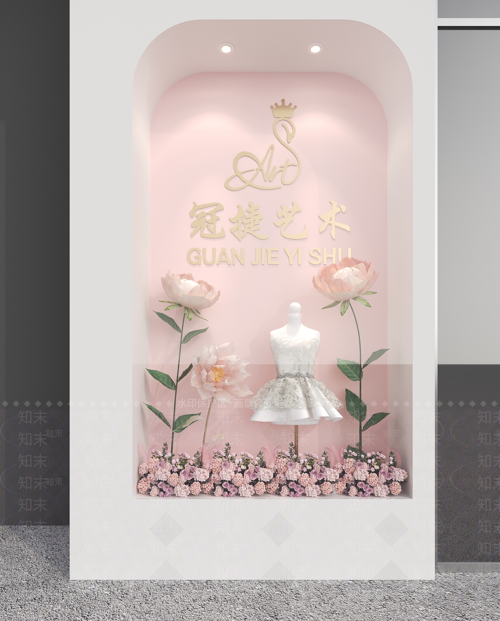 现代艺术舞蹈培训学校门头橱窗3D模型下载【ID:1158055699】