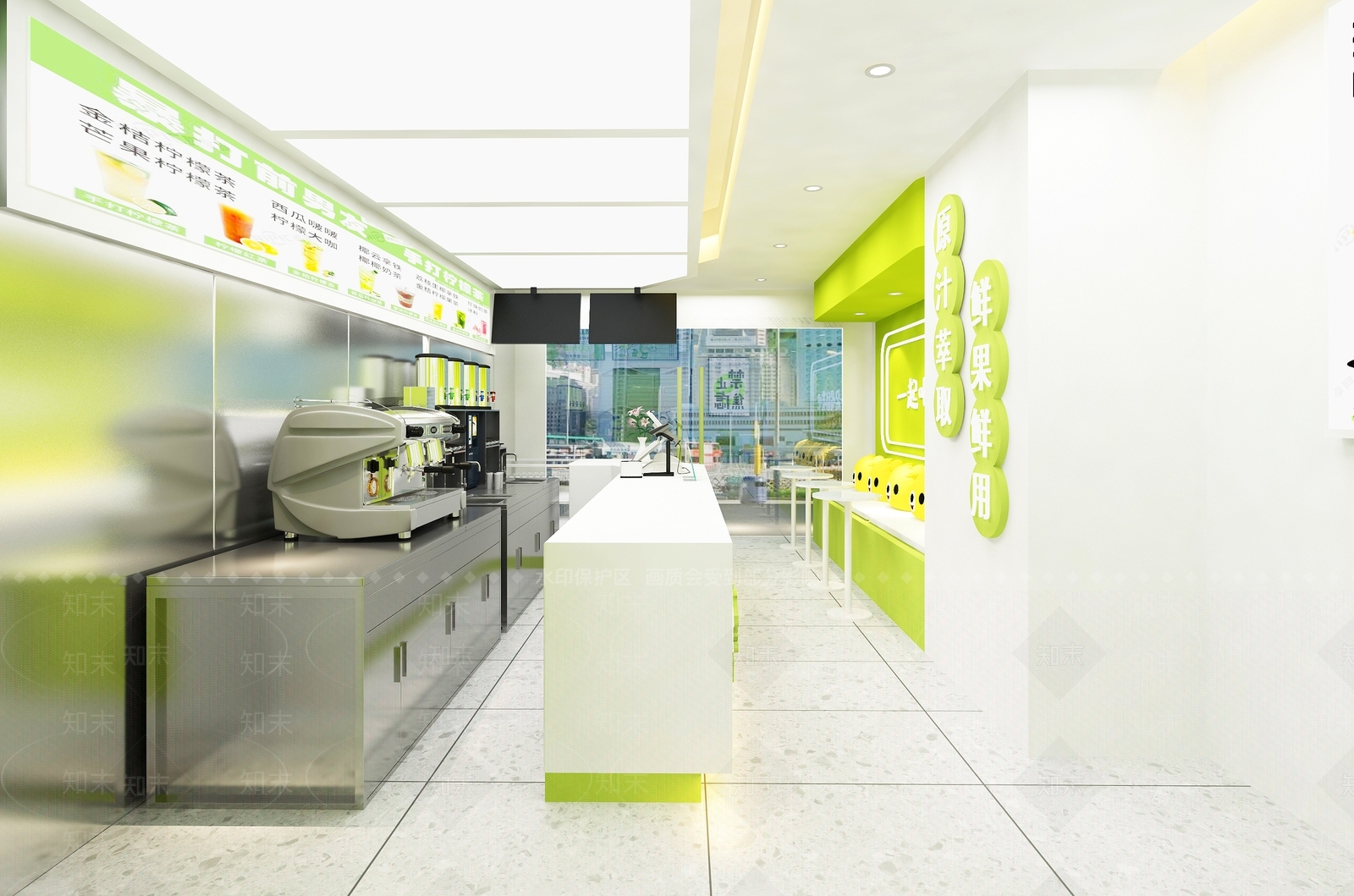 现代网红禁止焦虑奶茶店3D模型下载【ID:1158056639】