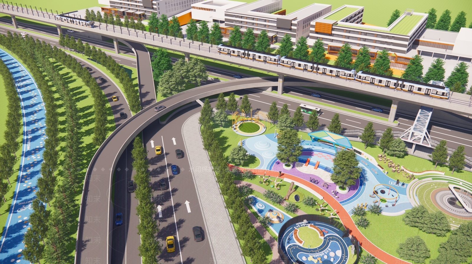 现代城市道路景观SU模型下载【ID:1158057317】