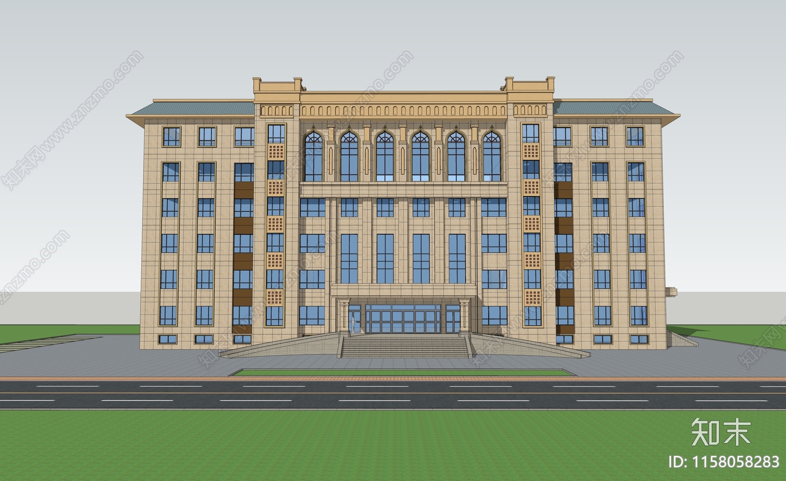 现代新疆少数民族办公建筑SU模型下载【ID:1158058283】