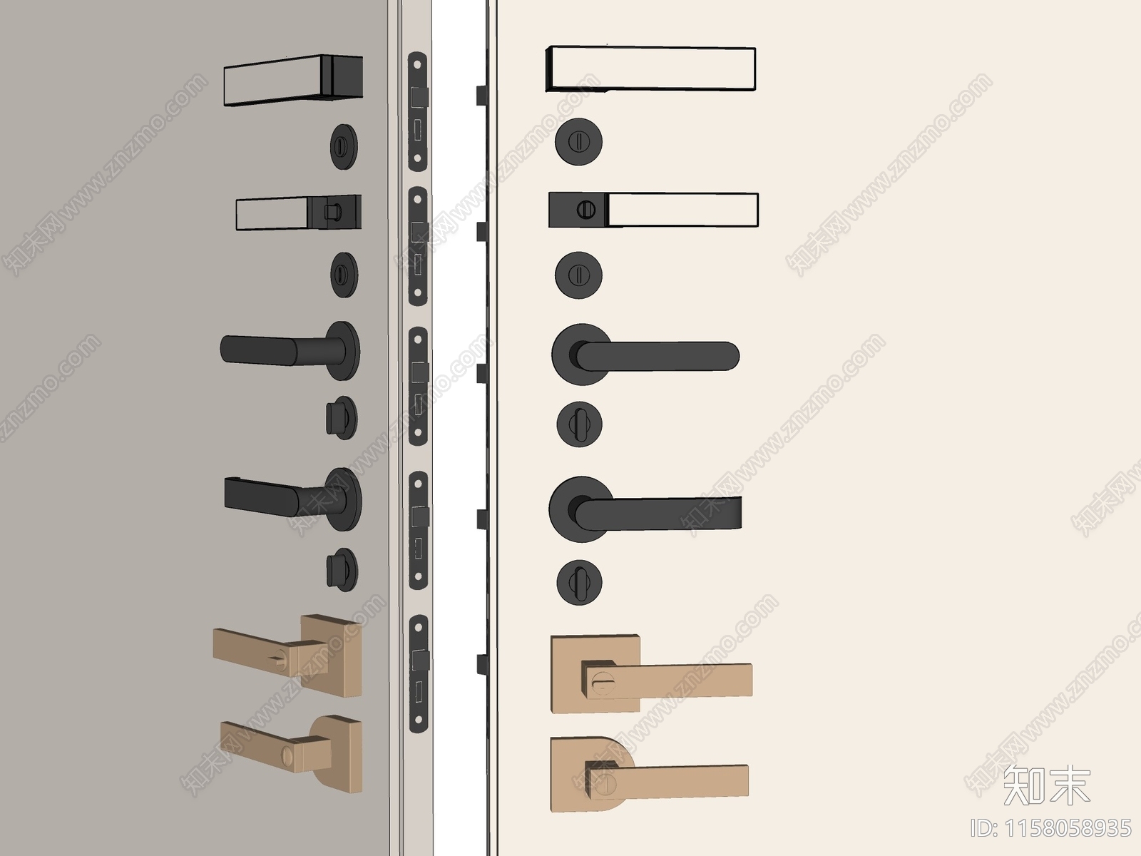 现代房门把手SU模型下载【ID:1158058935】