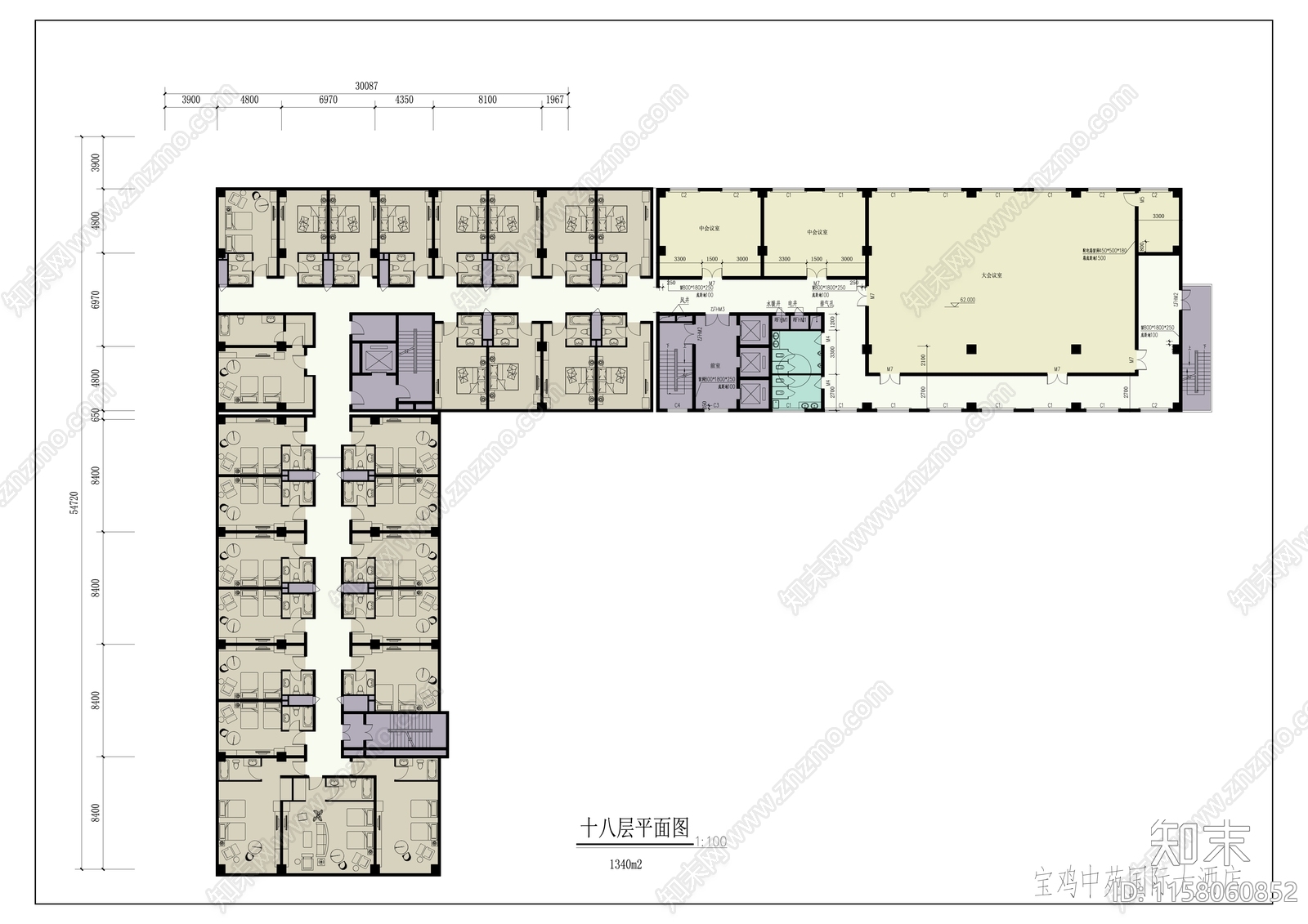 现代风格高层宾馆施工图下载【ID:1158060852】