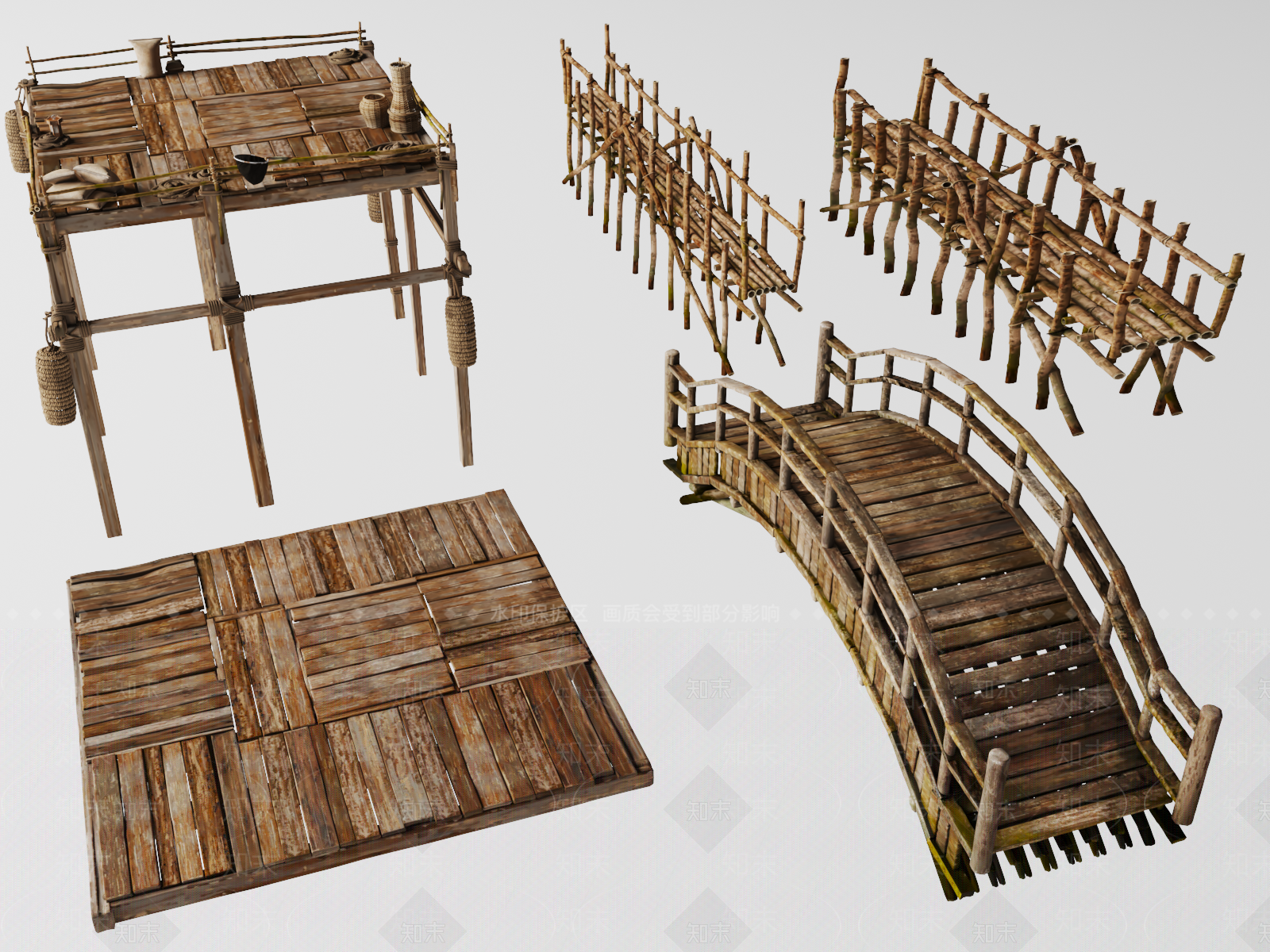 现代中国渔村作业平台3D模型下载【ID:1158064705】