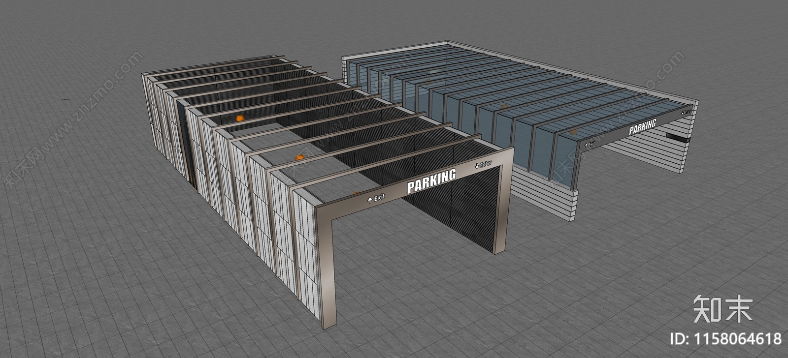 现代地下车库出入口SU模型下载【ID:1158064618】