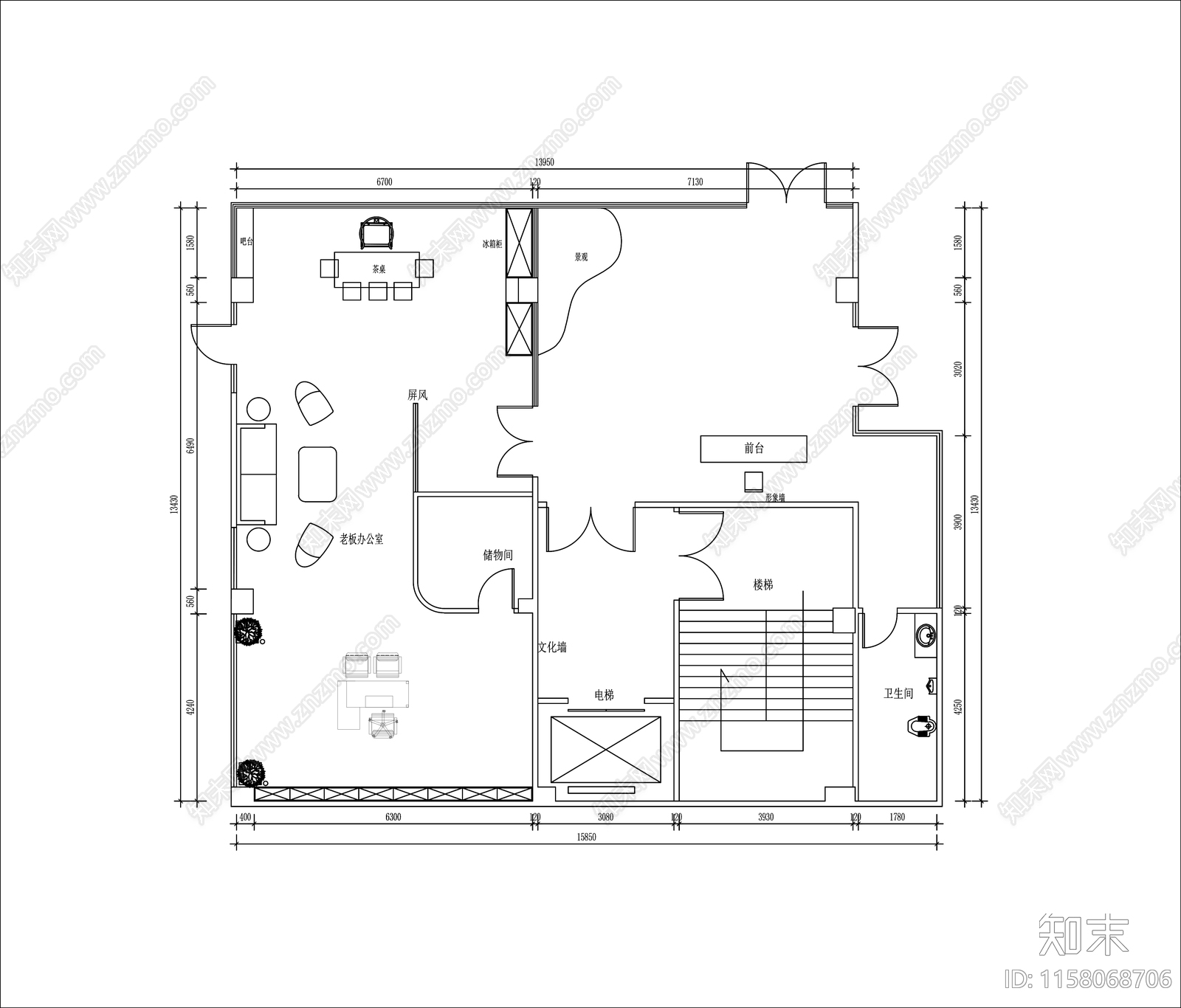 办公室布局图施工图下载【ID:1158068706】