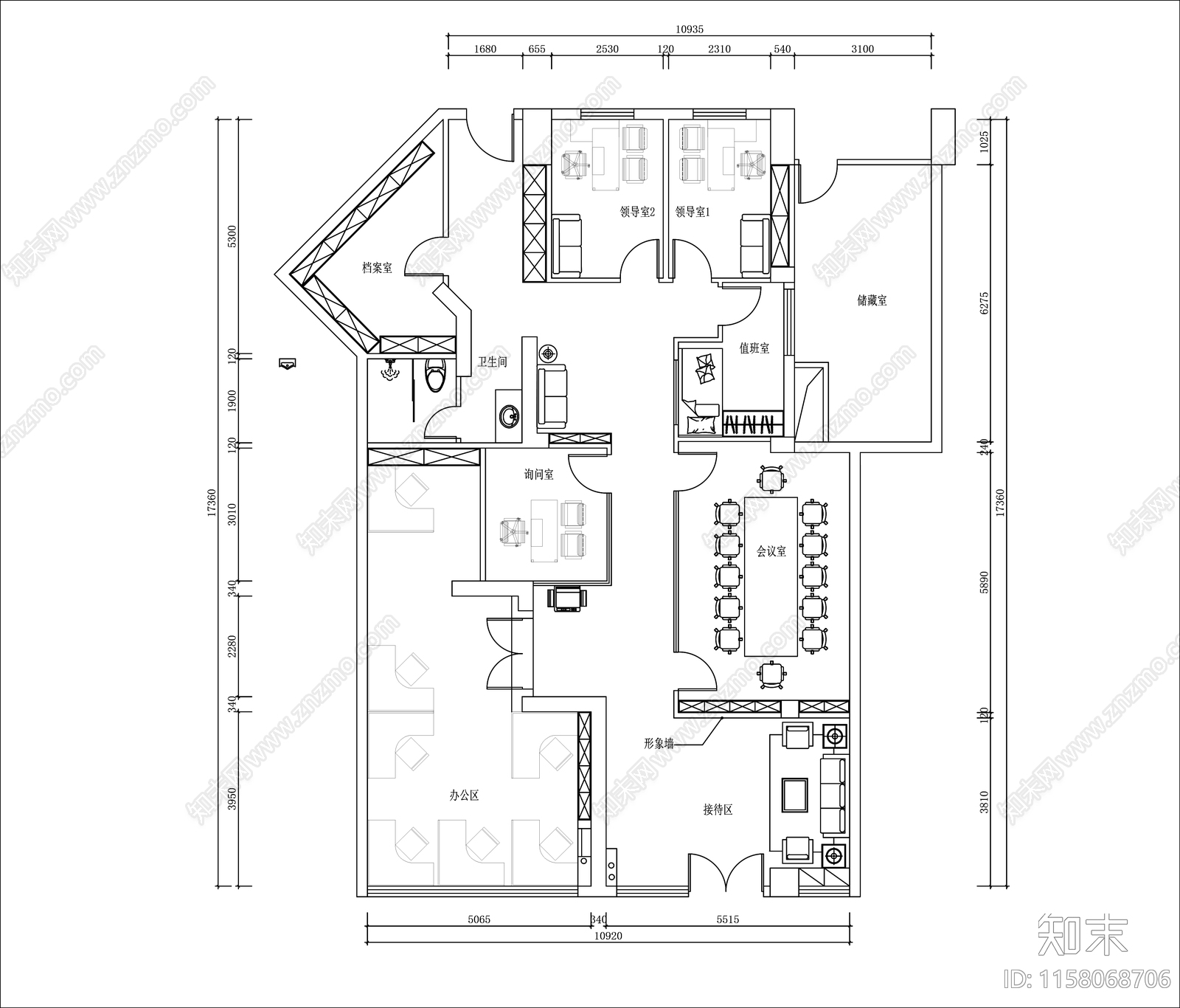 办公室布局图施工图下载【ID:1158068706】