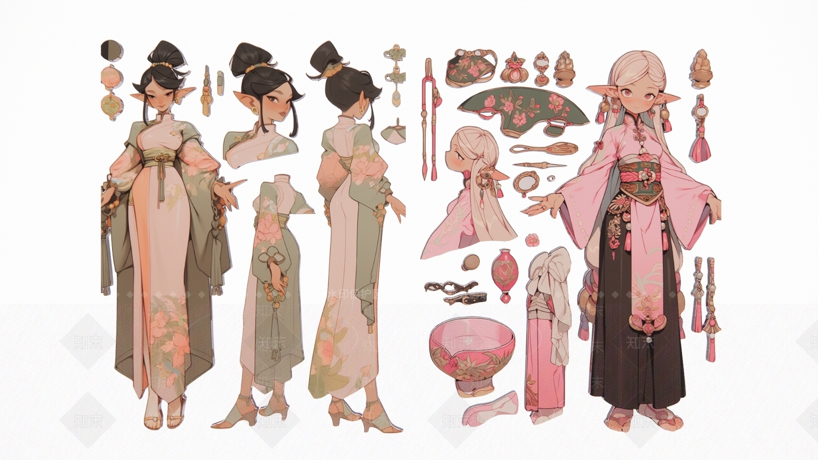 2D现代潮流少女人人物饰品剪影SU模型下载【ID:1158069151】