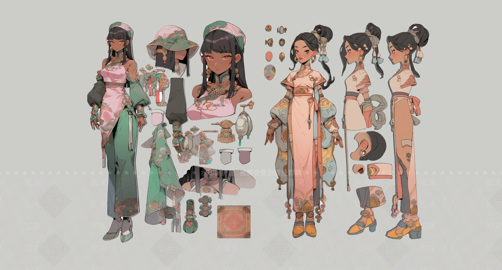 2D现代潮流少女人人物饰品剪影SU模型下载【ID:1158069286】