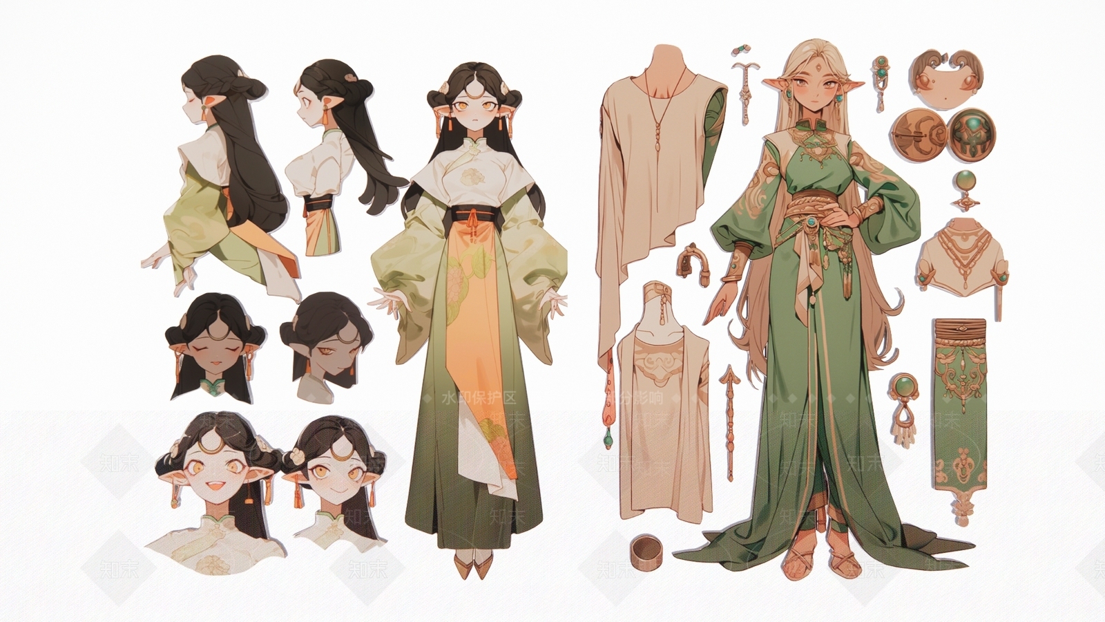 2D现代潮流少女人人物饰品剪影3D模型下载【ID:1158070328】