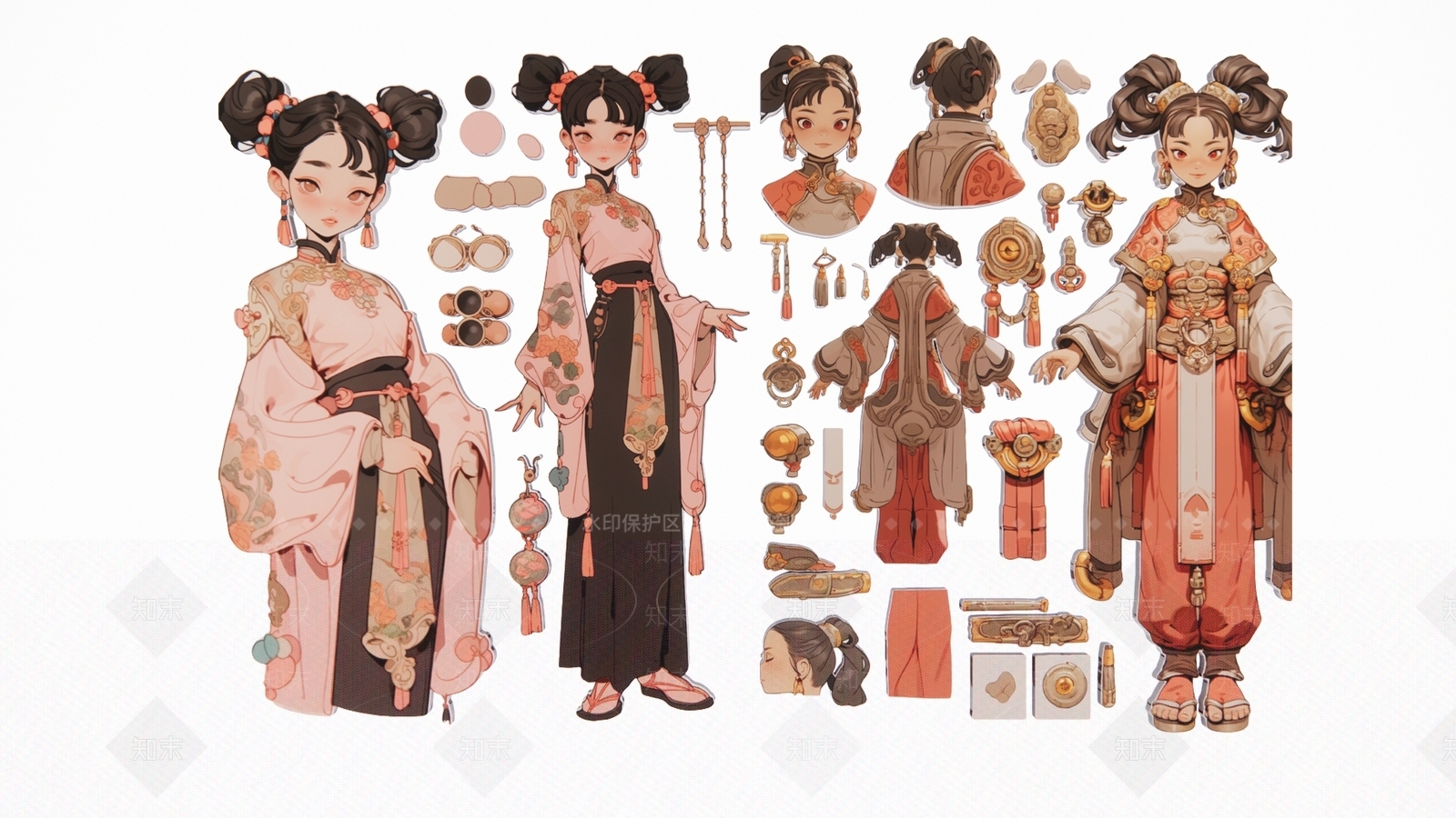 2D现代潮流少女人人物饰品剪影3D模型下载【ID:1158070475】