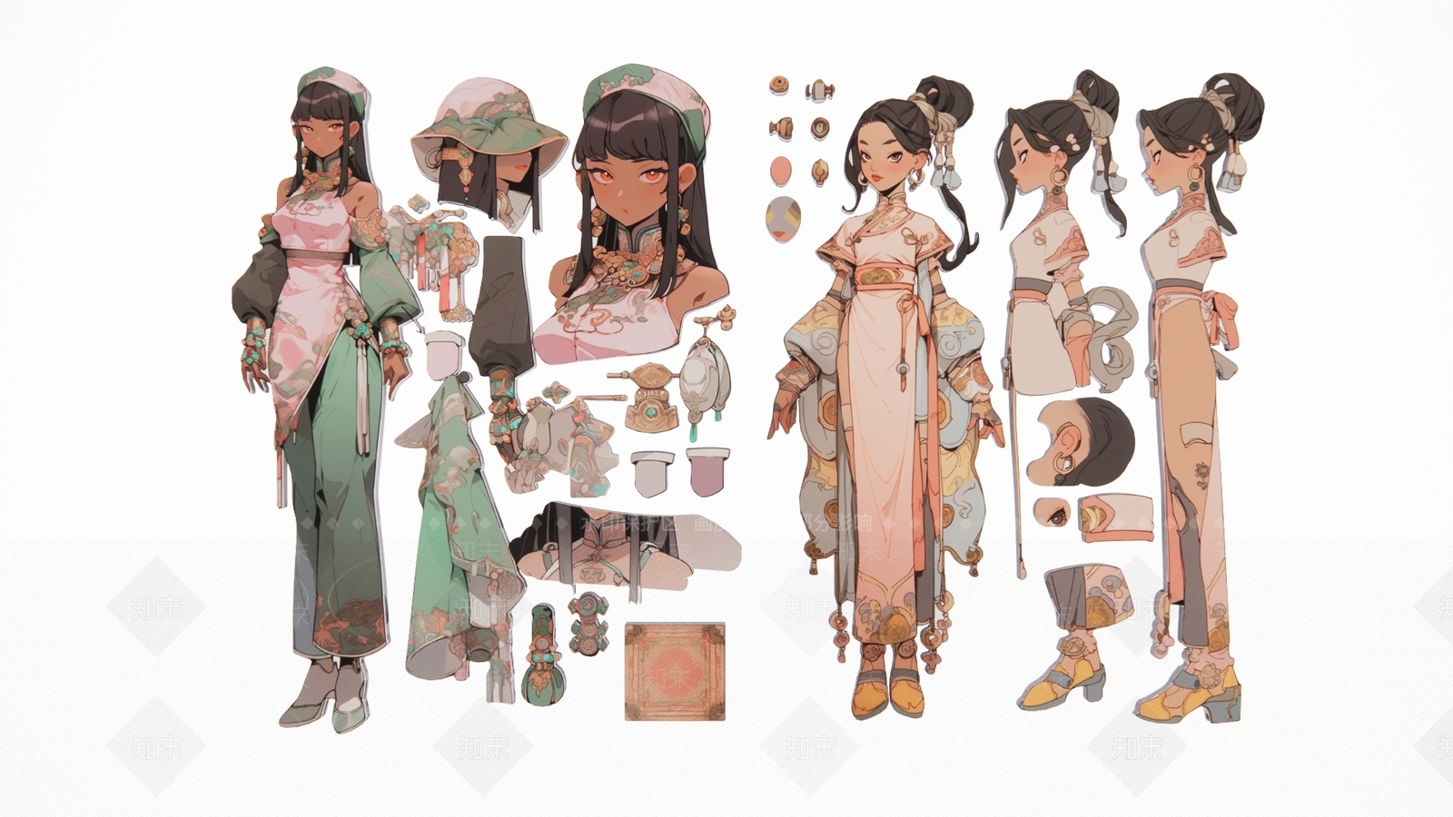 2D现代潮流少女人人物饰品剪影3D模型下载【ID:1158070587】