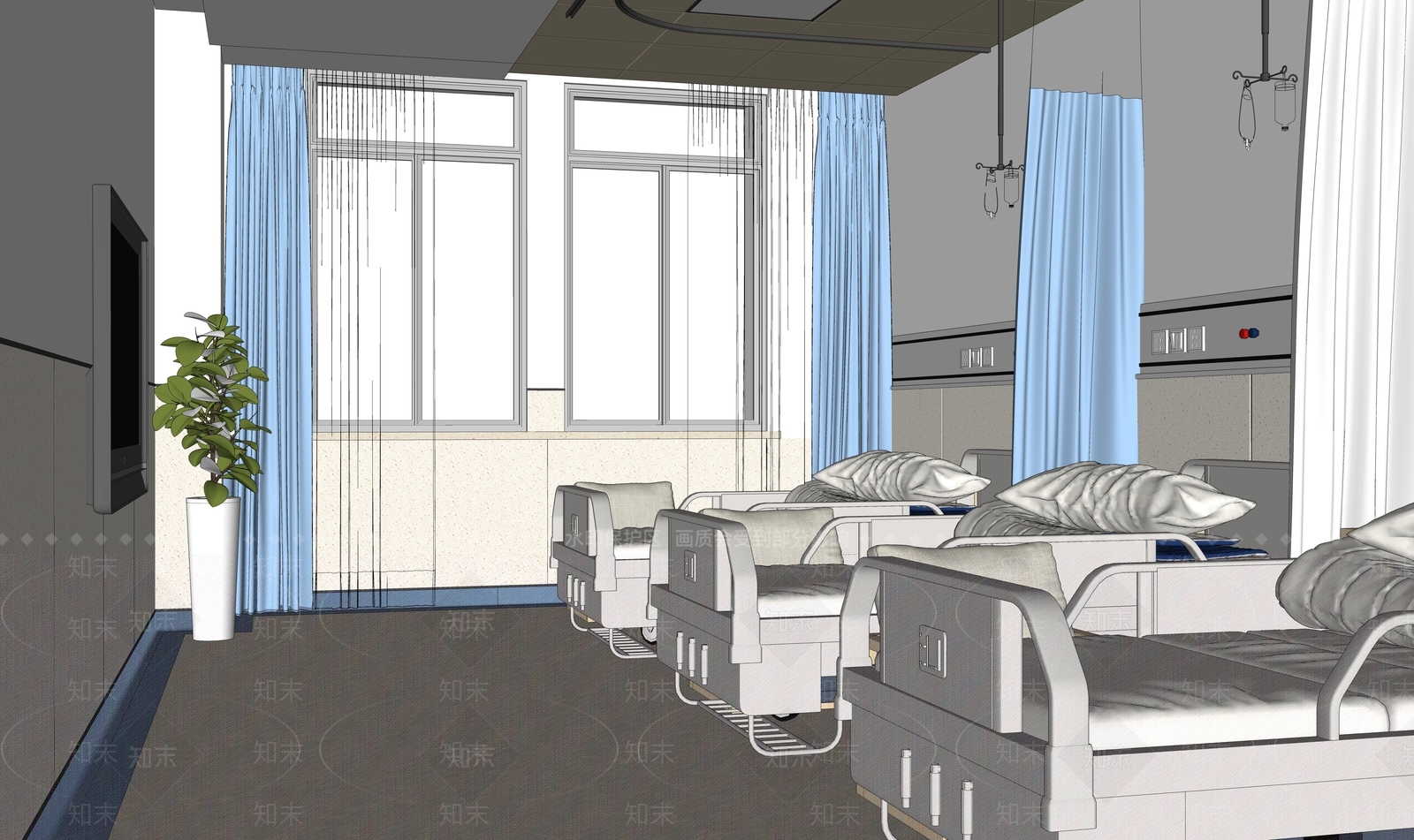 现代医院病房SU模型下载【ID:1158071401】