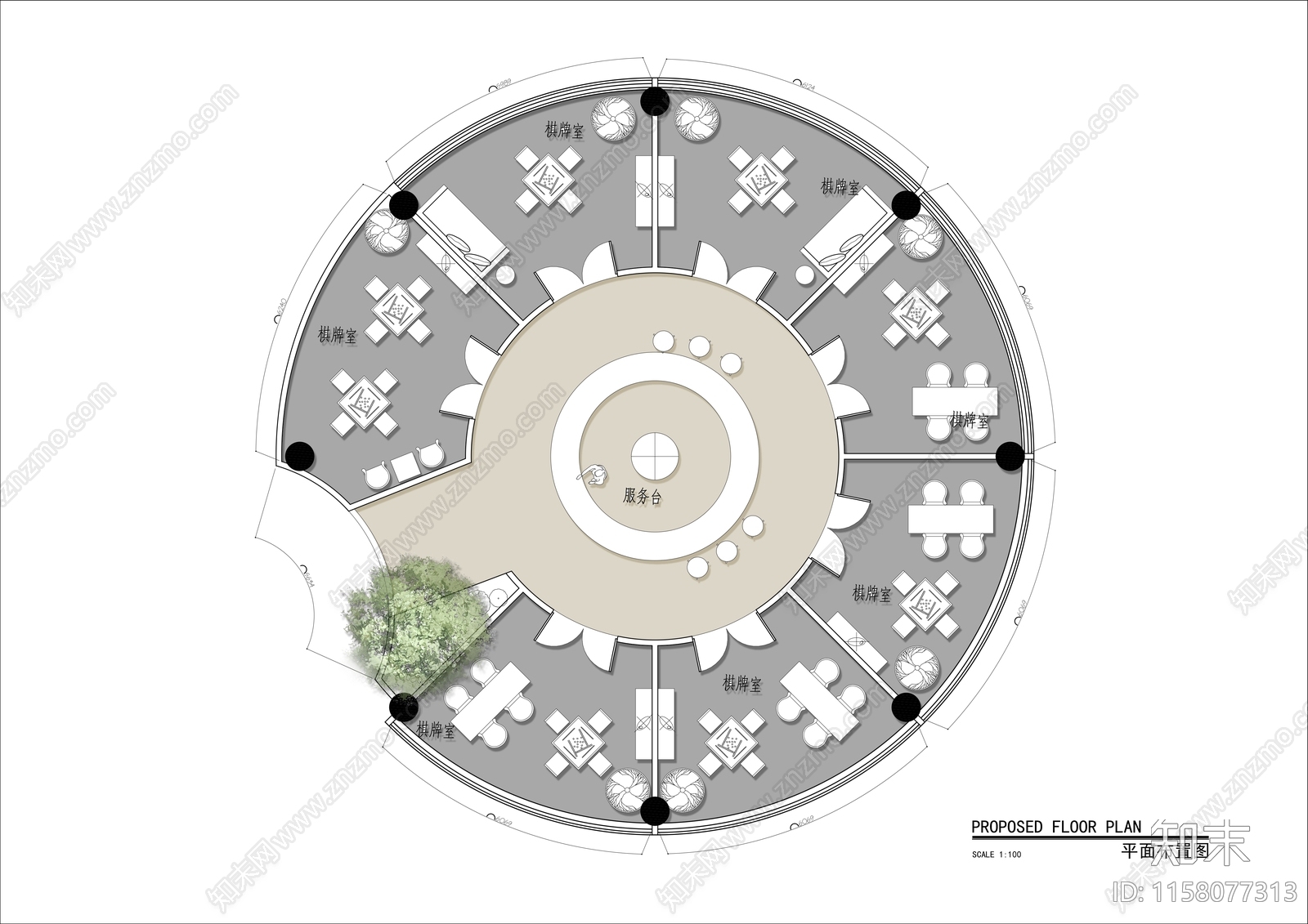 200㎡棋牌室包房平面布置图cad施工图下载【ID:1158077313】