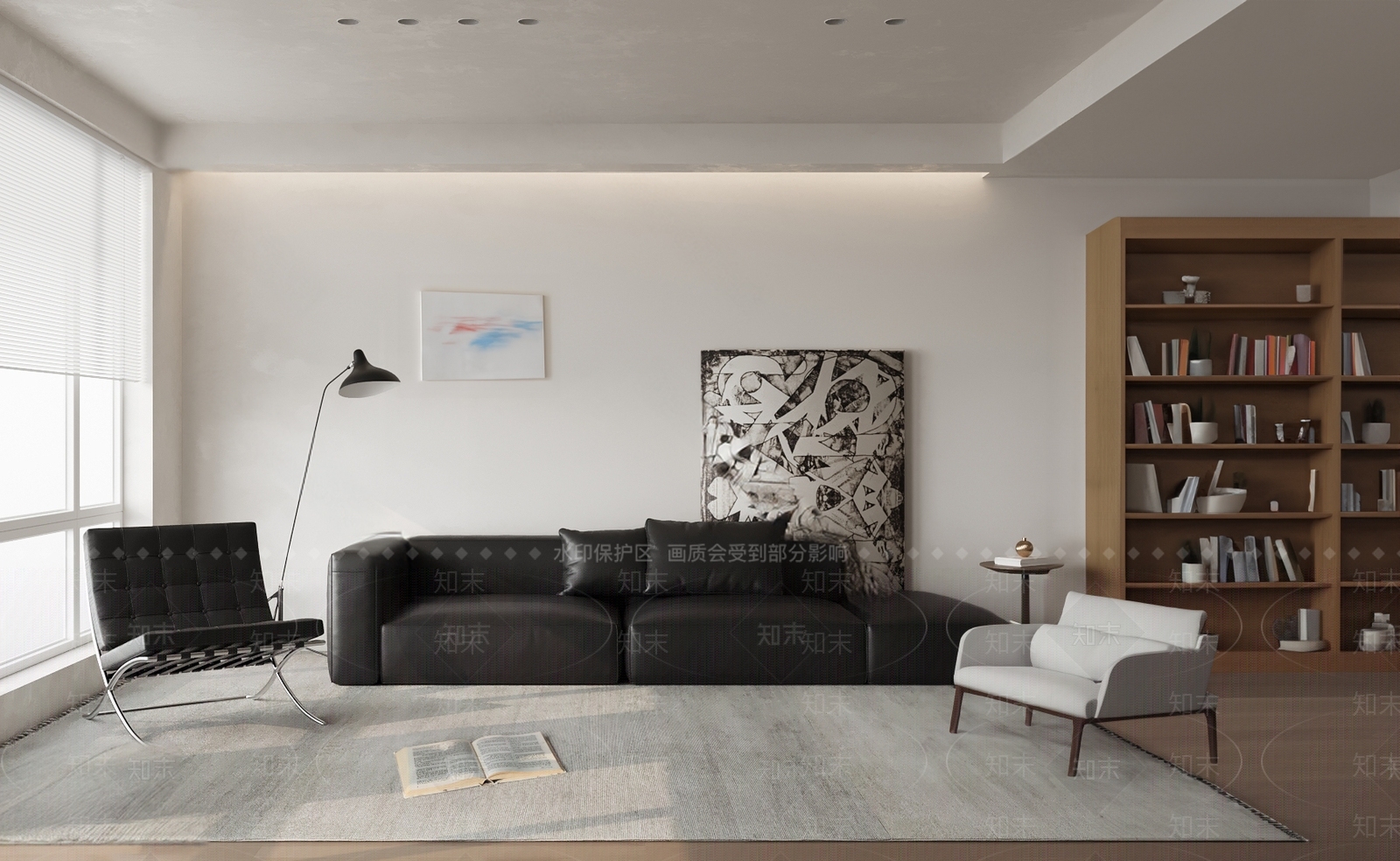 现代黑色皮质多人沙发SU模型下载【ID:1158077580】