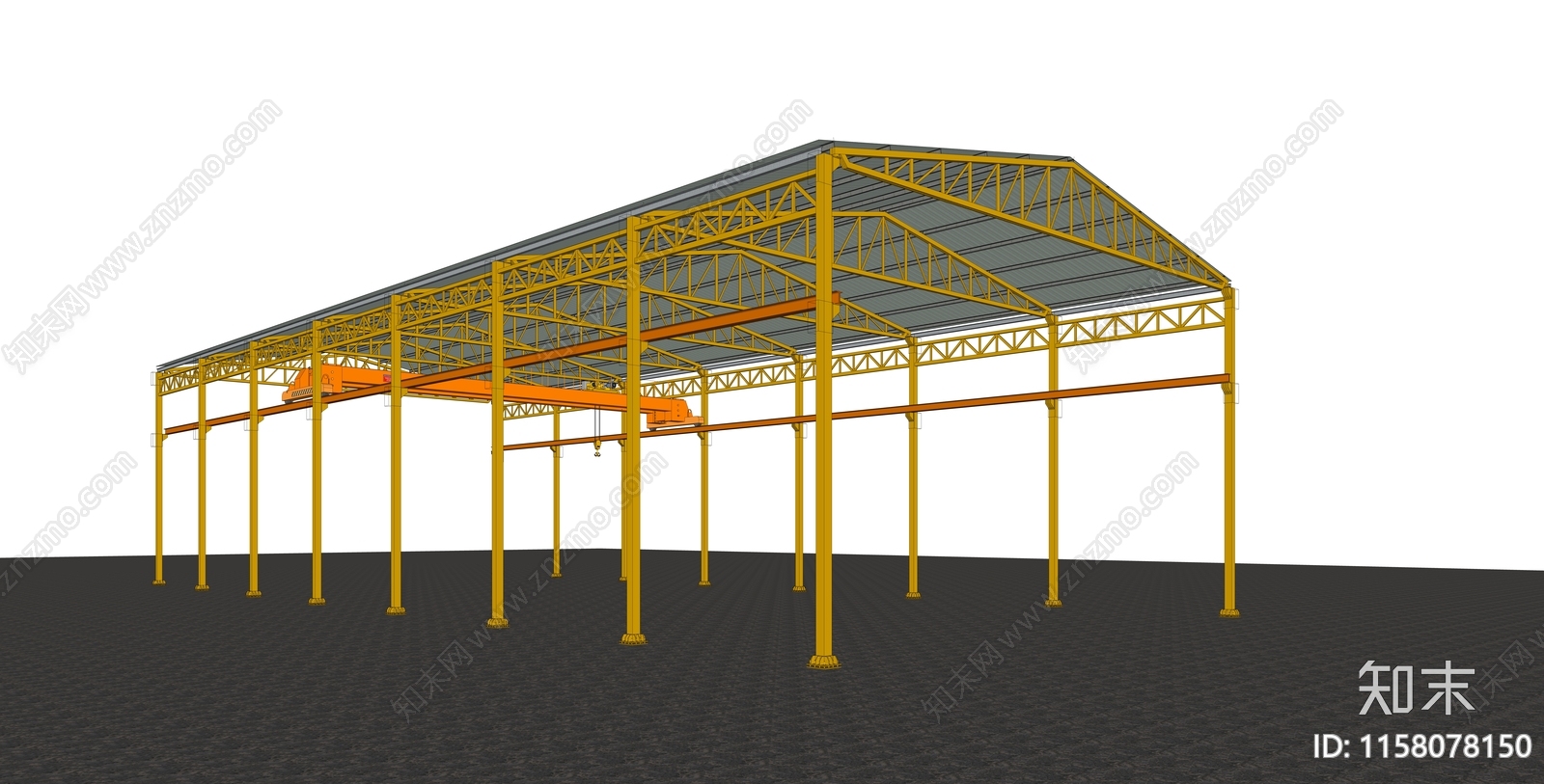 钢结构厂房SU模型下载【ID:1158078150】