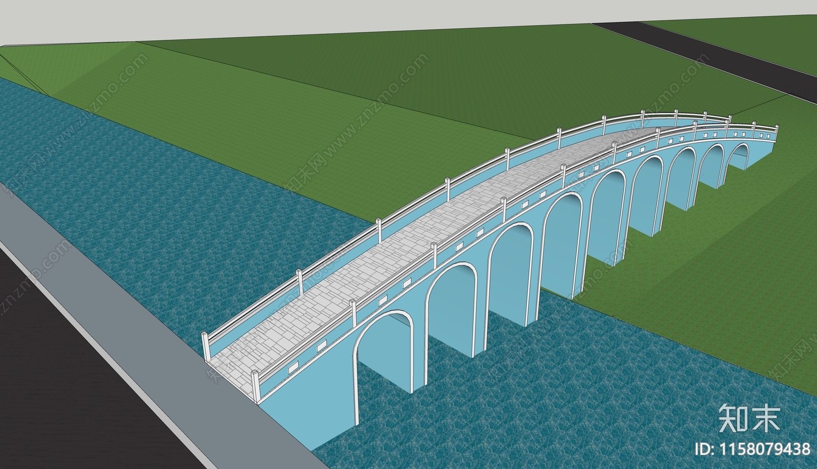 现代石拱桥SU模型下载【ID:1158079438】