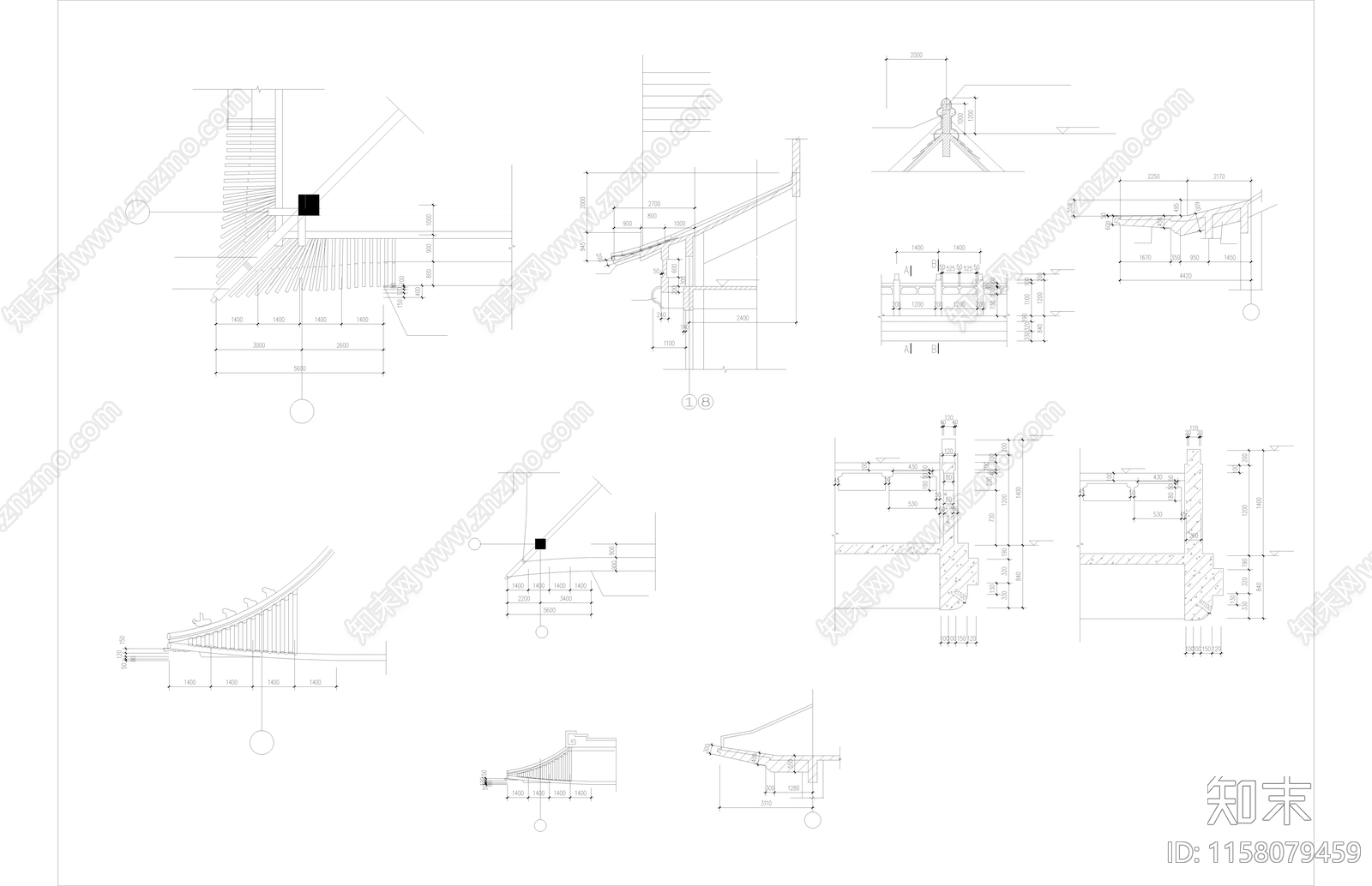 静音寺建筑cad施工图下载【ID:1158079459】