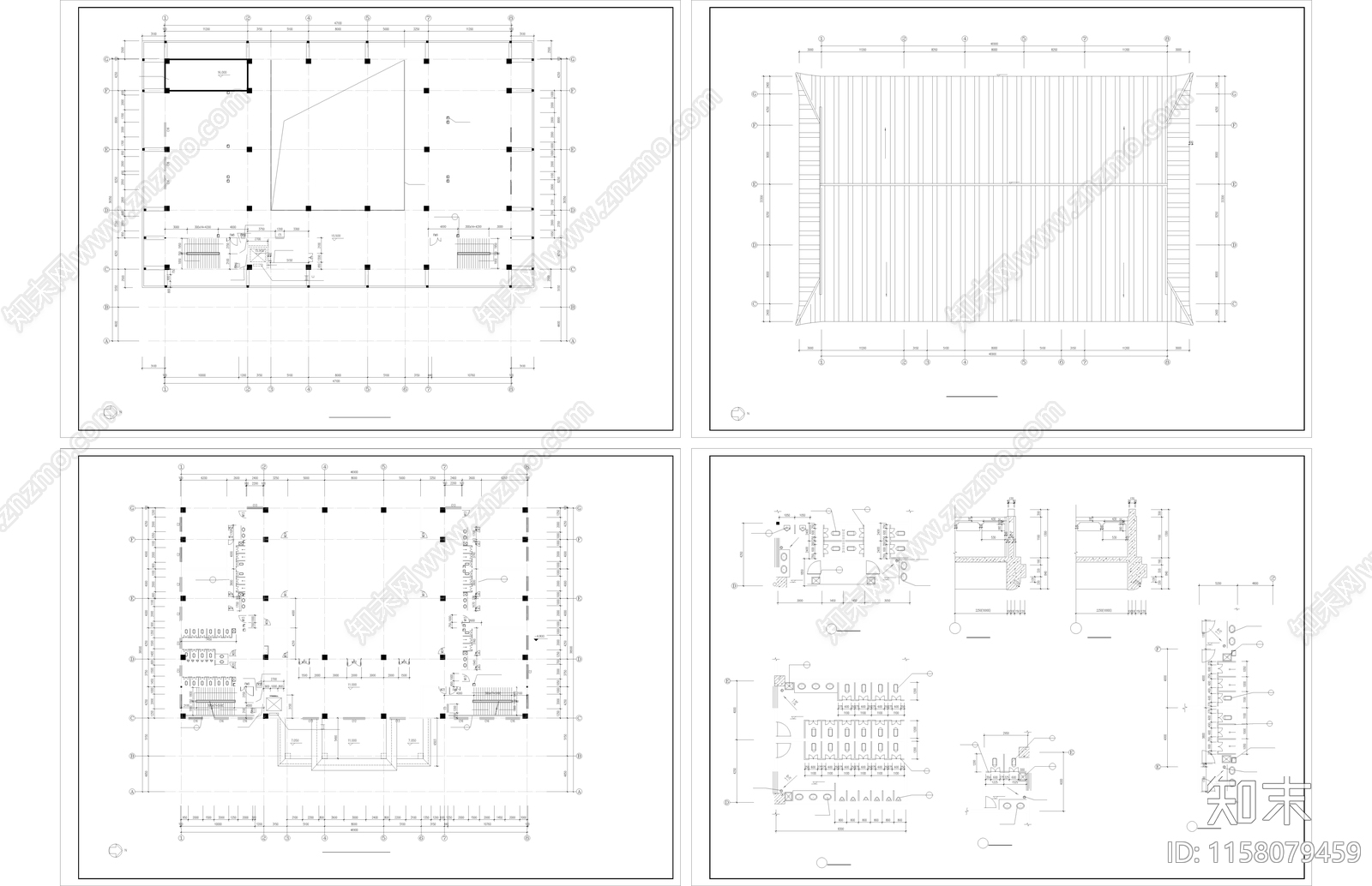 静音寺建筑cad施工图下载【ID:1158079459】