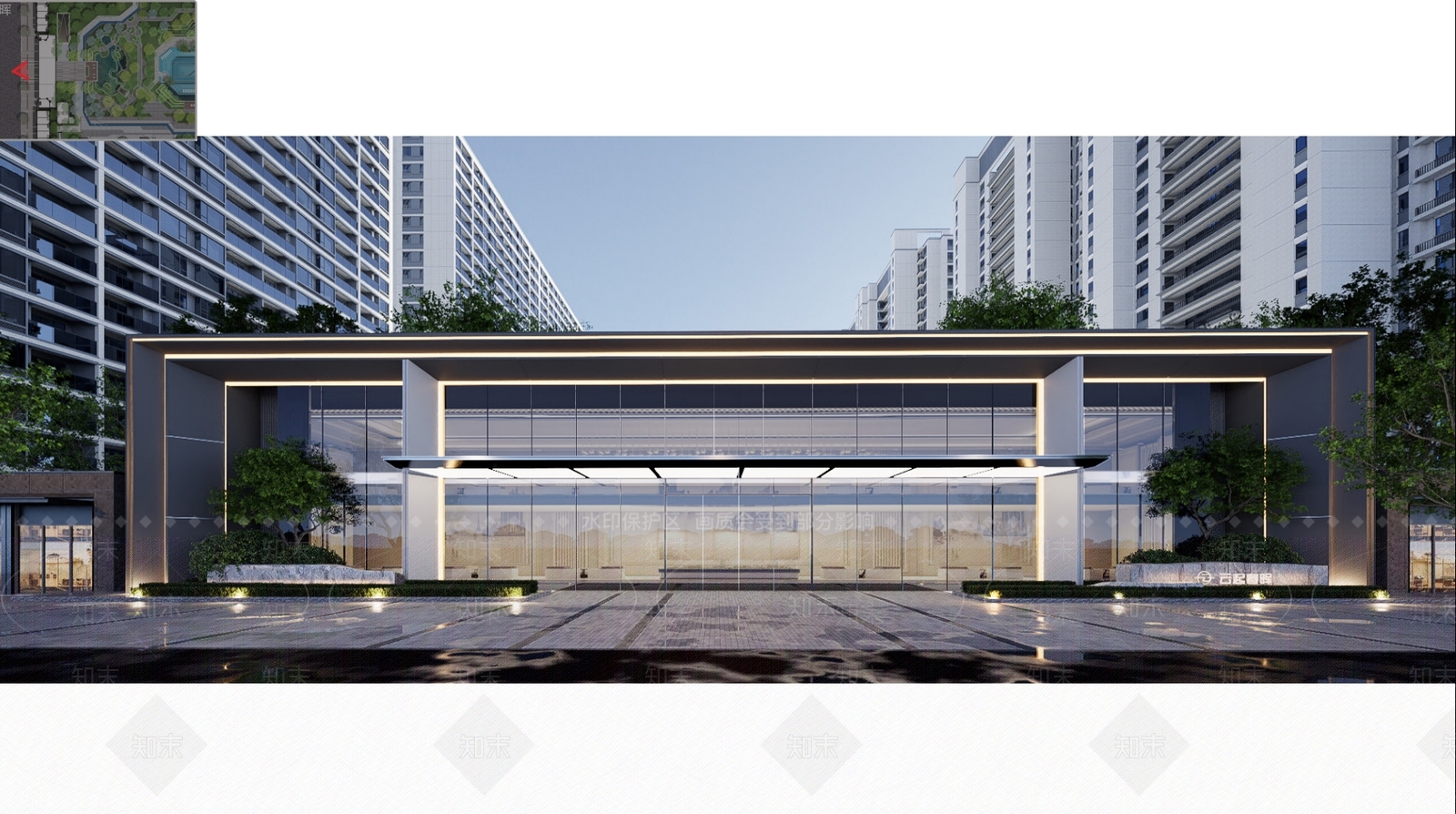 现代社区中心热带风情大泳池SU模型下载【ID:1158080473】