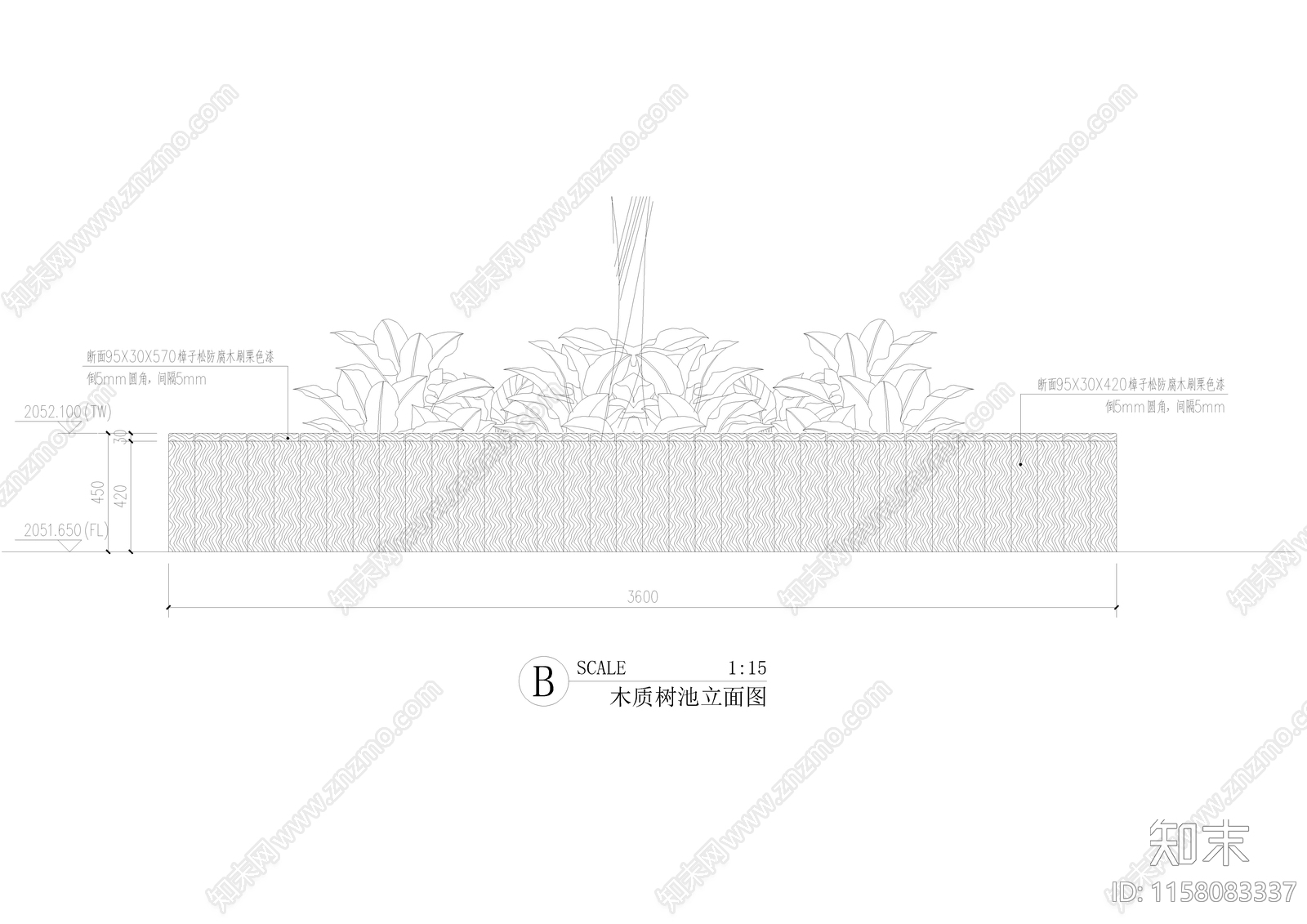 木质方形树池坐cad施工图下载【ID:1158083337】