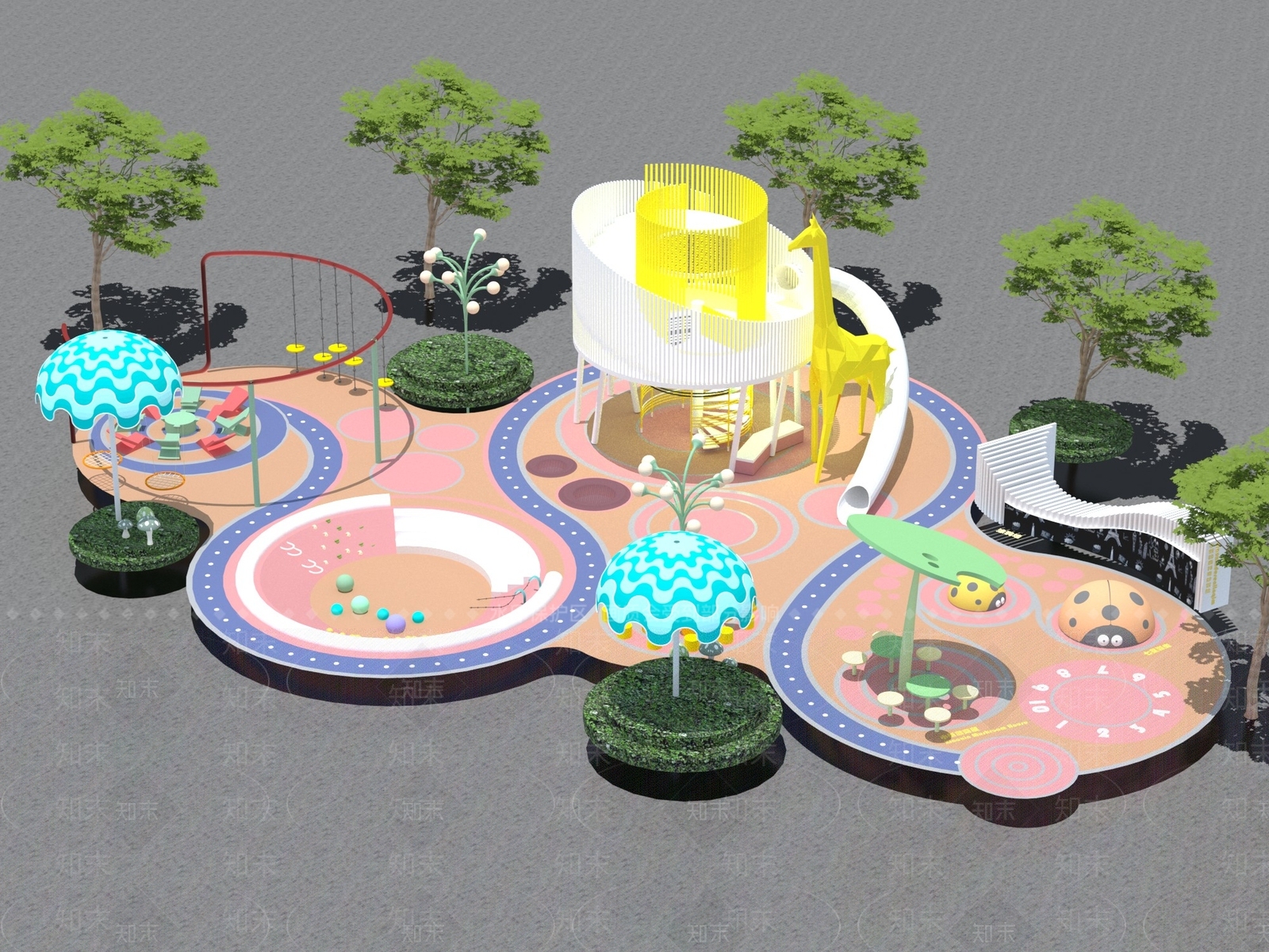 现代动物主题活动场地3D模型下载【ID:1158084294】