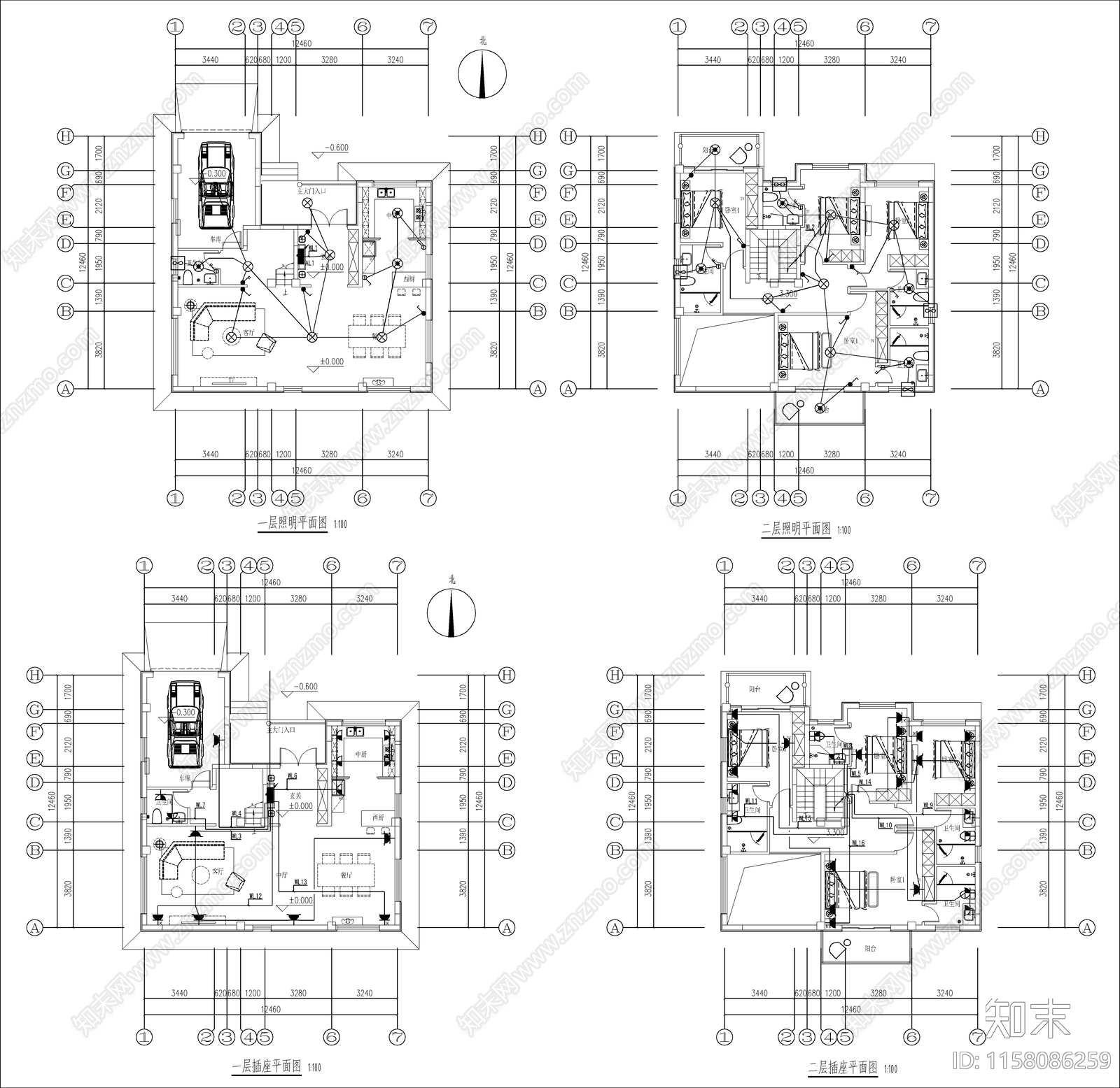 现代自建房建筑cad施工图下载【ID:1158086259】