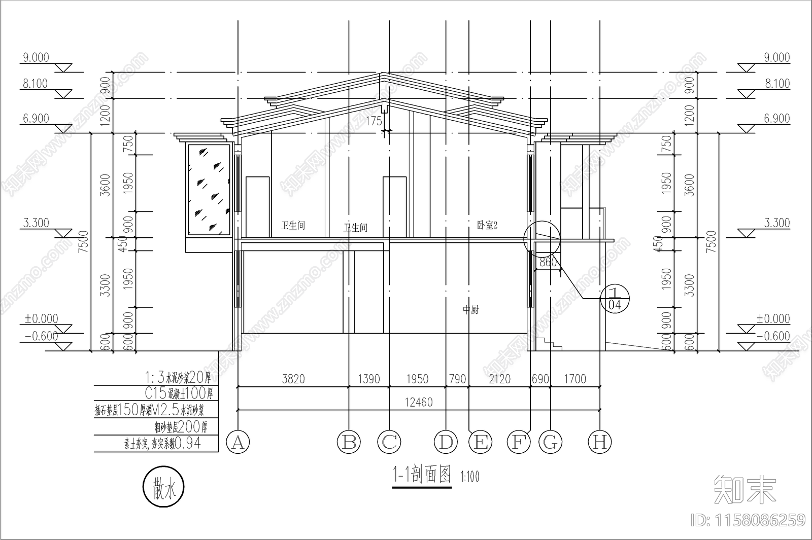 现代自建房建筑cad施工图下载【ID:1158086259】