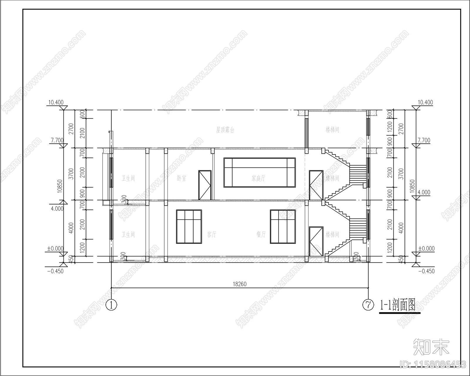 现代自建房cad施工图下载【ID:1158086453】