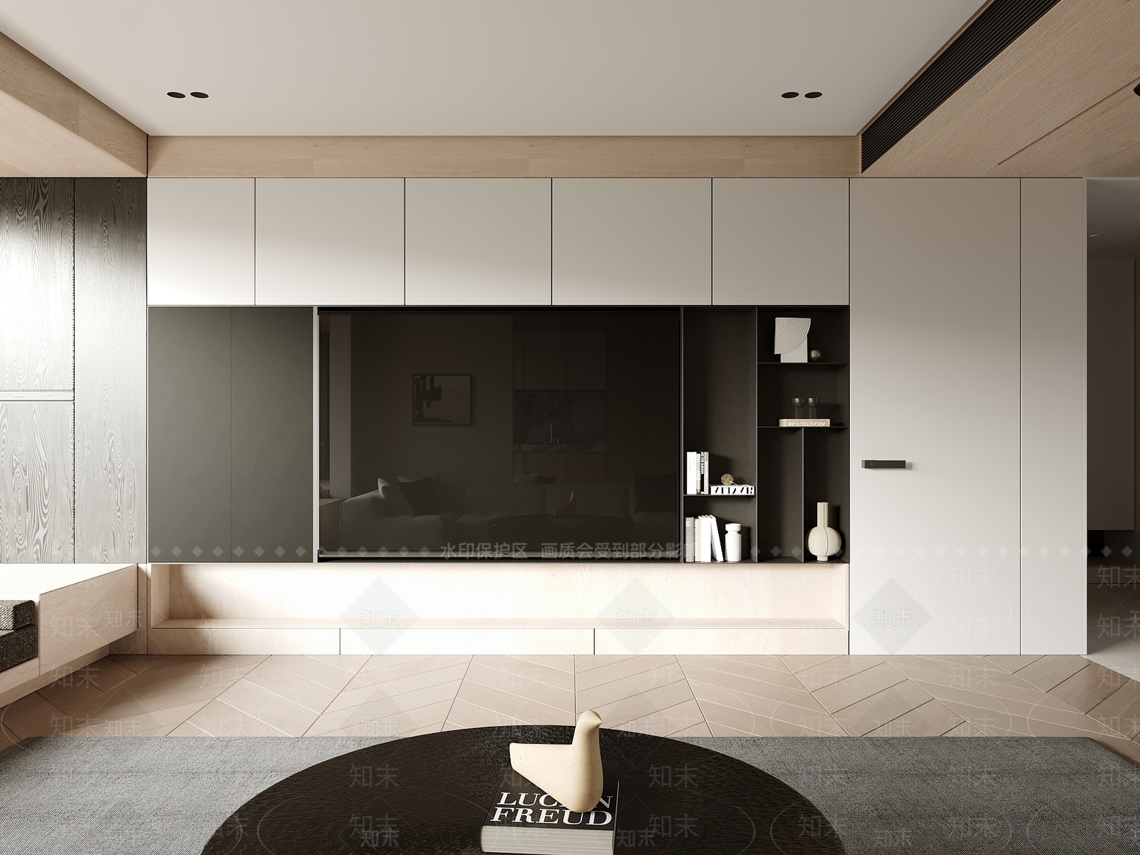 现代电视背景柜3D模型下载【ID:1158087874】