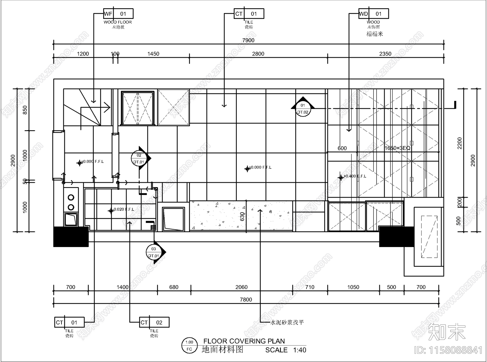 日式公寓室内装修设计施工图下载【ID:1158088841】