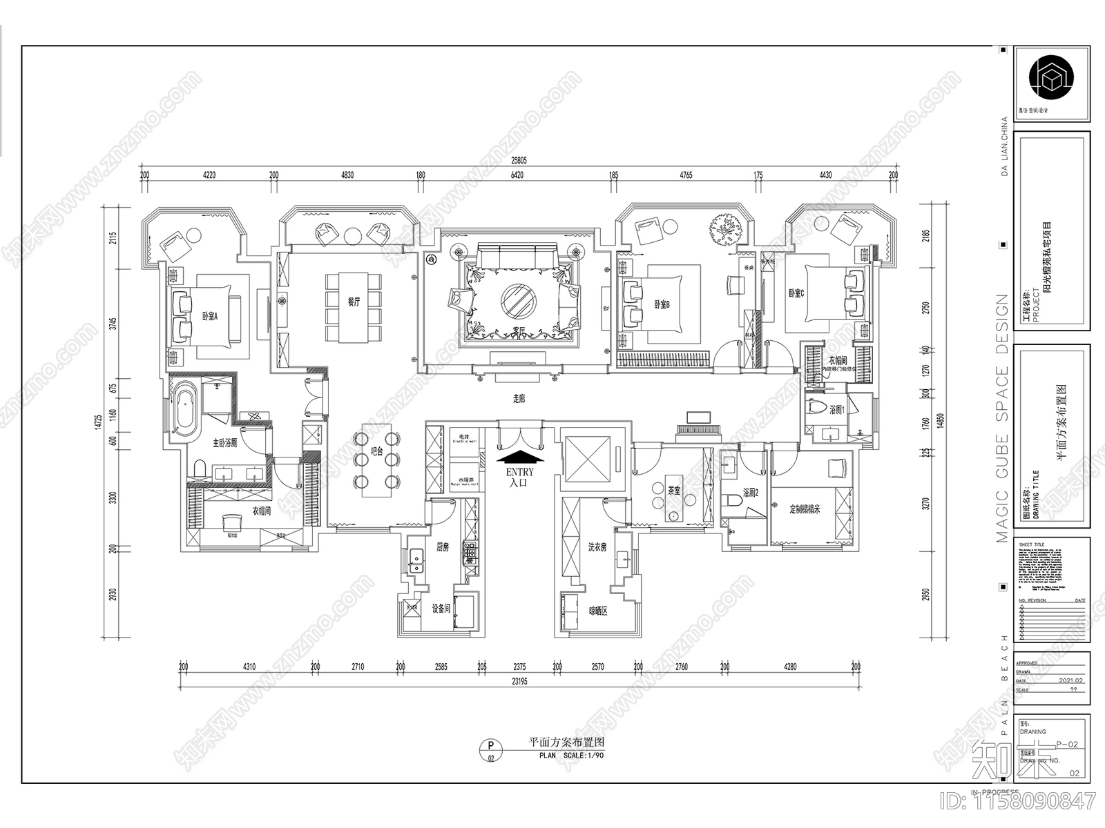 30套大户型样板间全套cad施工图下载【ID:1158090847】