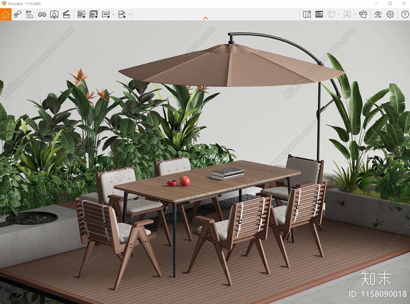 现代庭院户外桌椅SU模型下载【ID:1158090018】