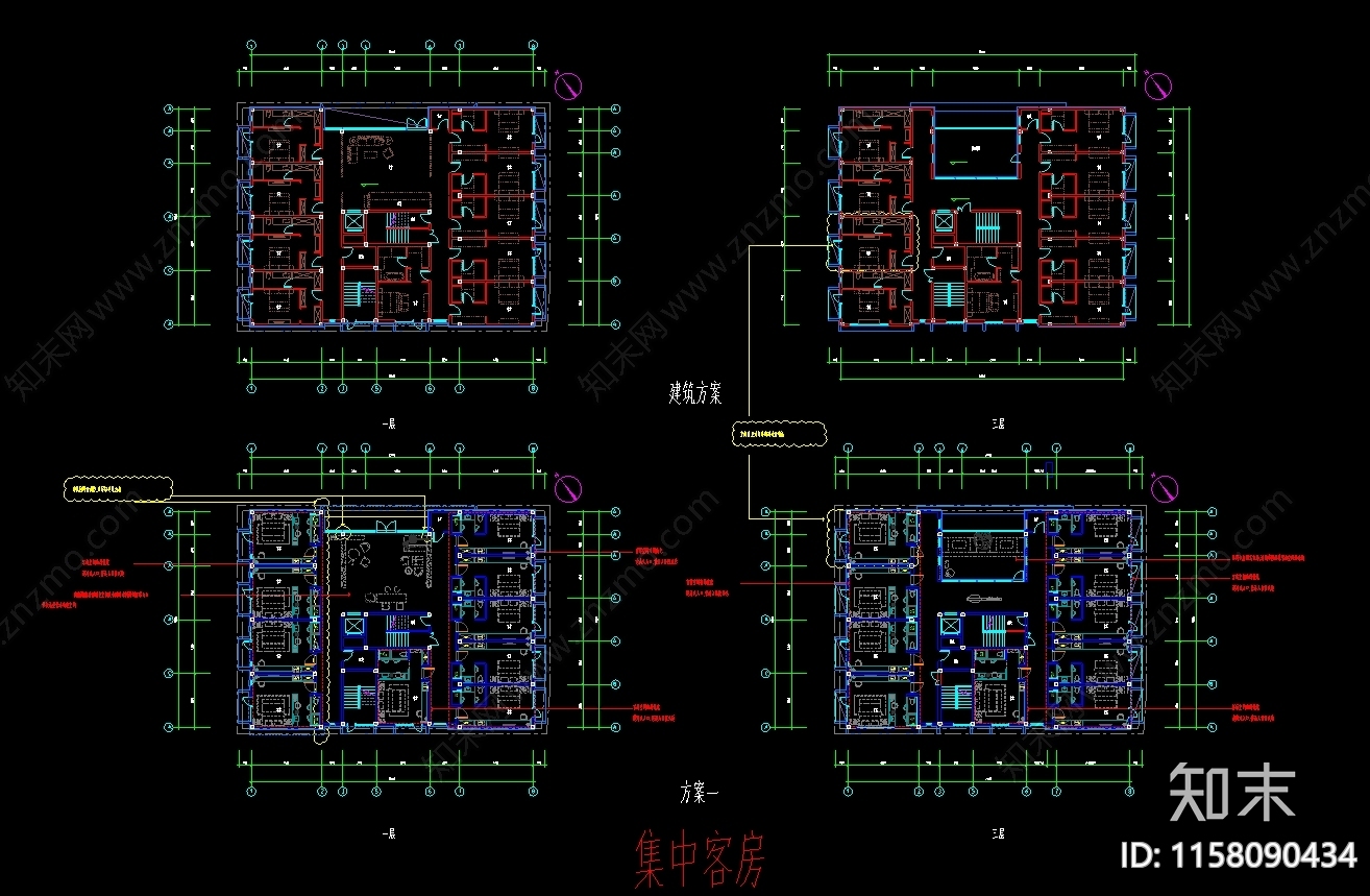 度假村酒店民宿cad施工图下载【ID:1158090434】