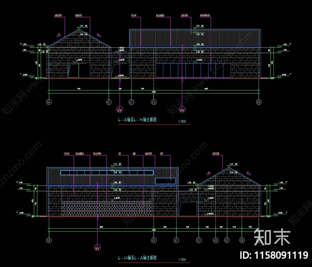 星级滨水度假酒店cad施工图下载【ID:1158091119】