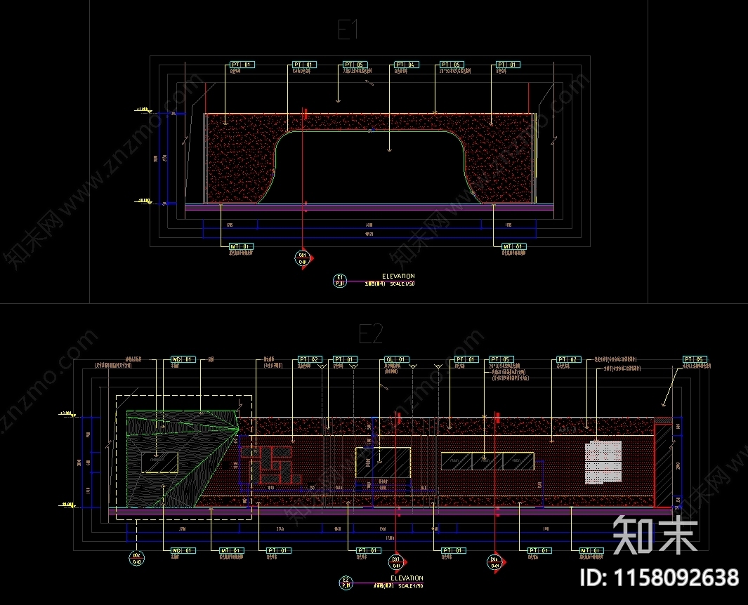 客户服务中心创意展厅图纸cad施工图下载【ID:1158092638】