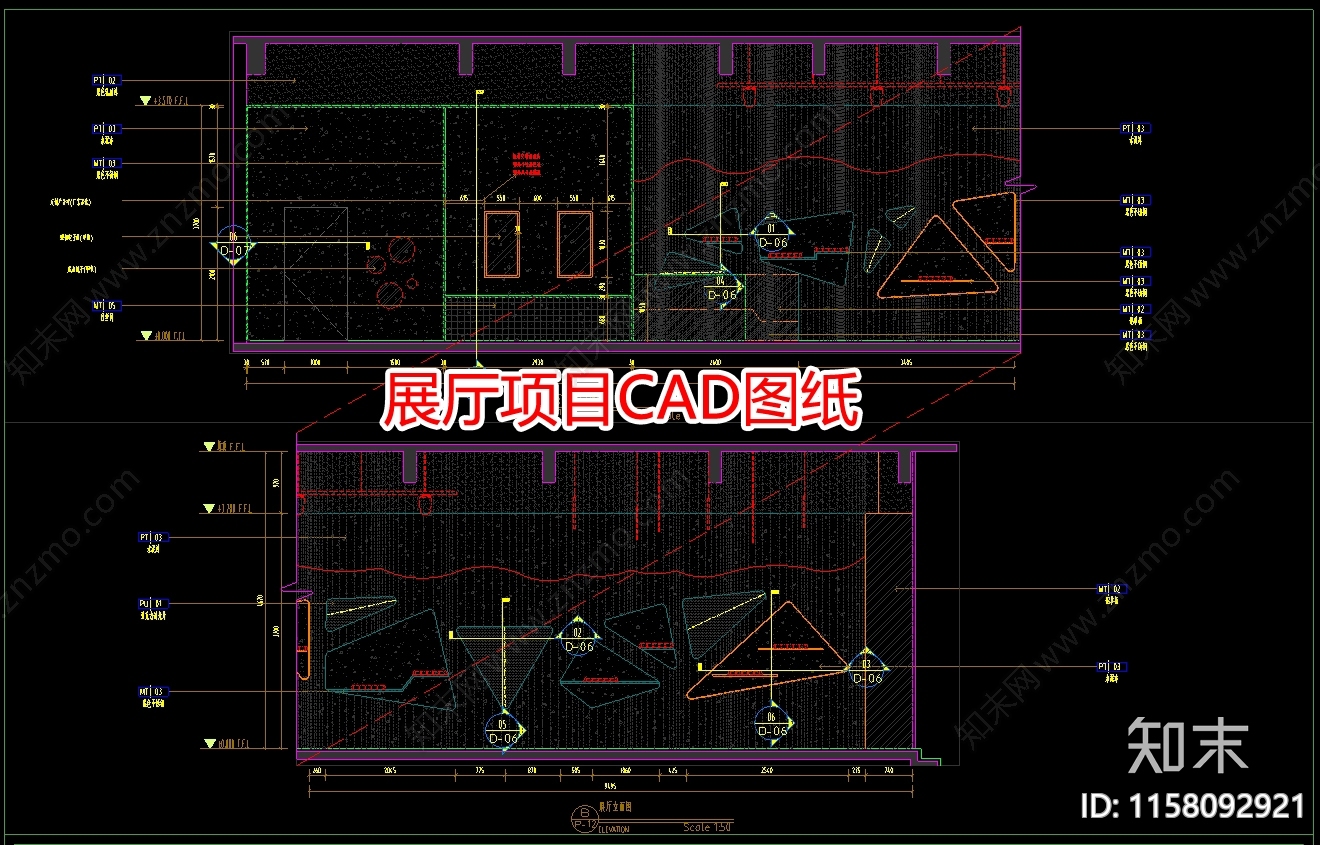 展厅项目图纸cad施工图下载【ID:1158092921】