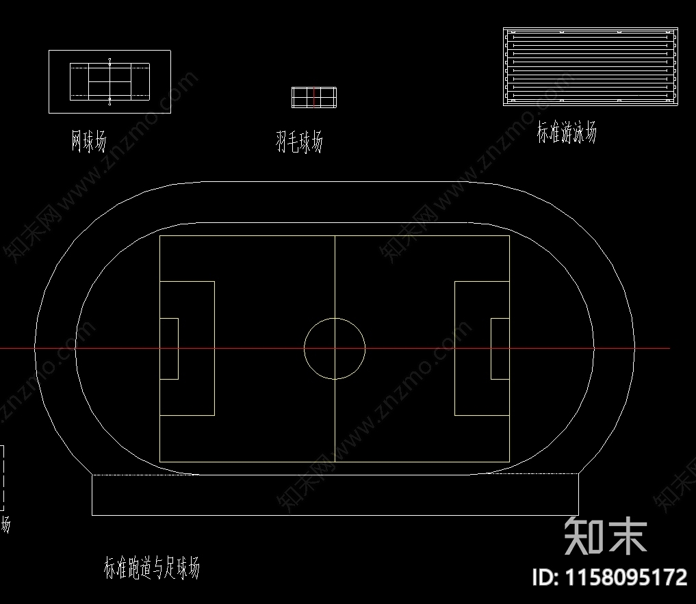 各种运动场地图库集cad施工图下载【ID:1158095172】