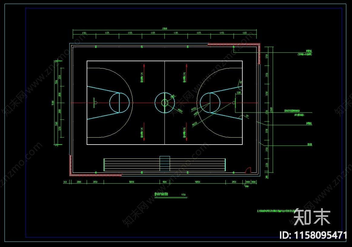 网球场cad施工图下载【ID:1158095471】