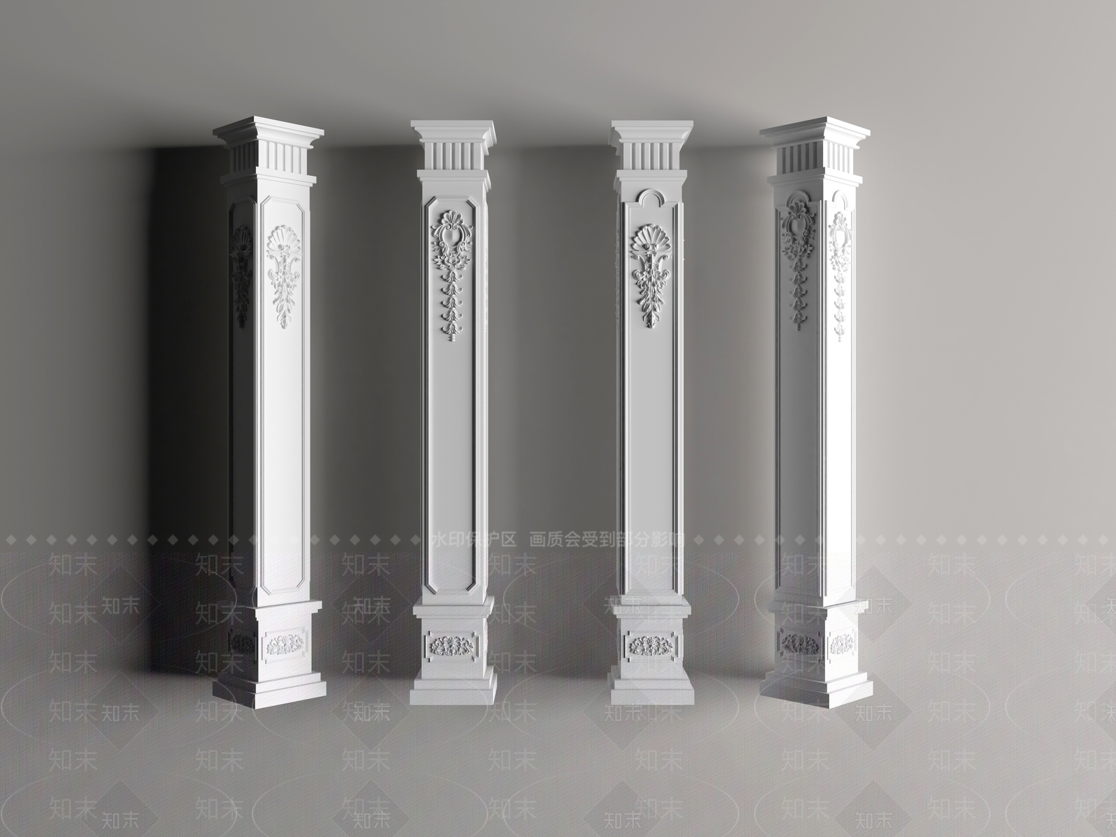 欧式古典罗马柱3D模型下载【ID:1158096841】