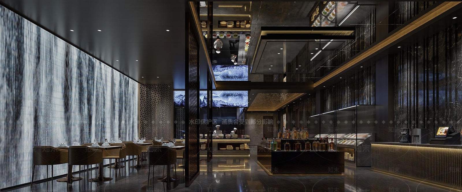 现代自助餐厅3D模型下载【ID:1158096958】